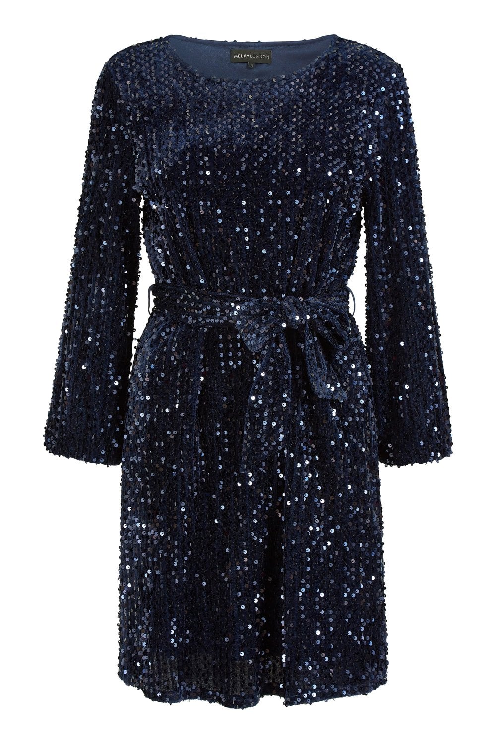 Mela Navy Sequin Smock Dress