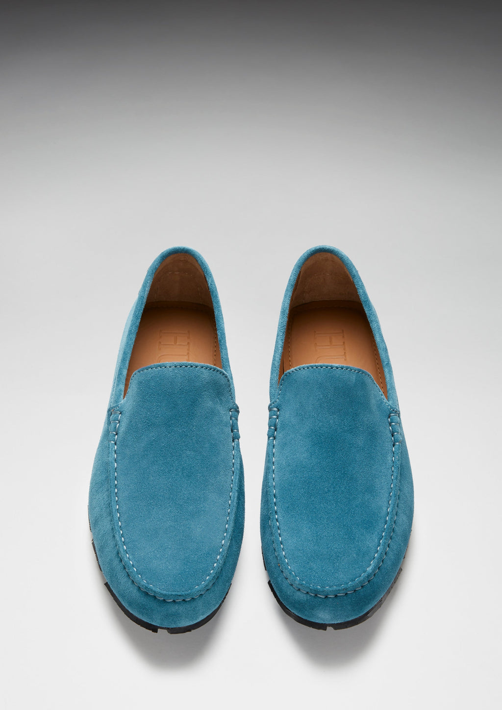 Tyre Sole Driving Loafers, petrol blue suede