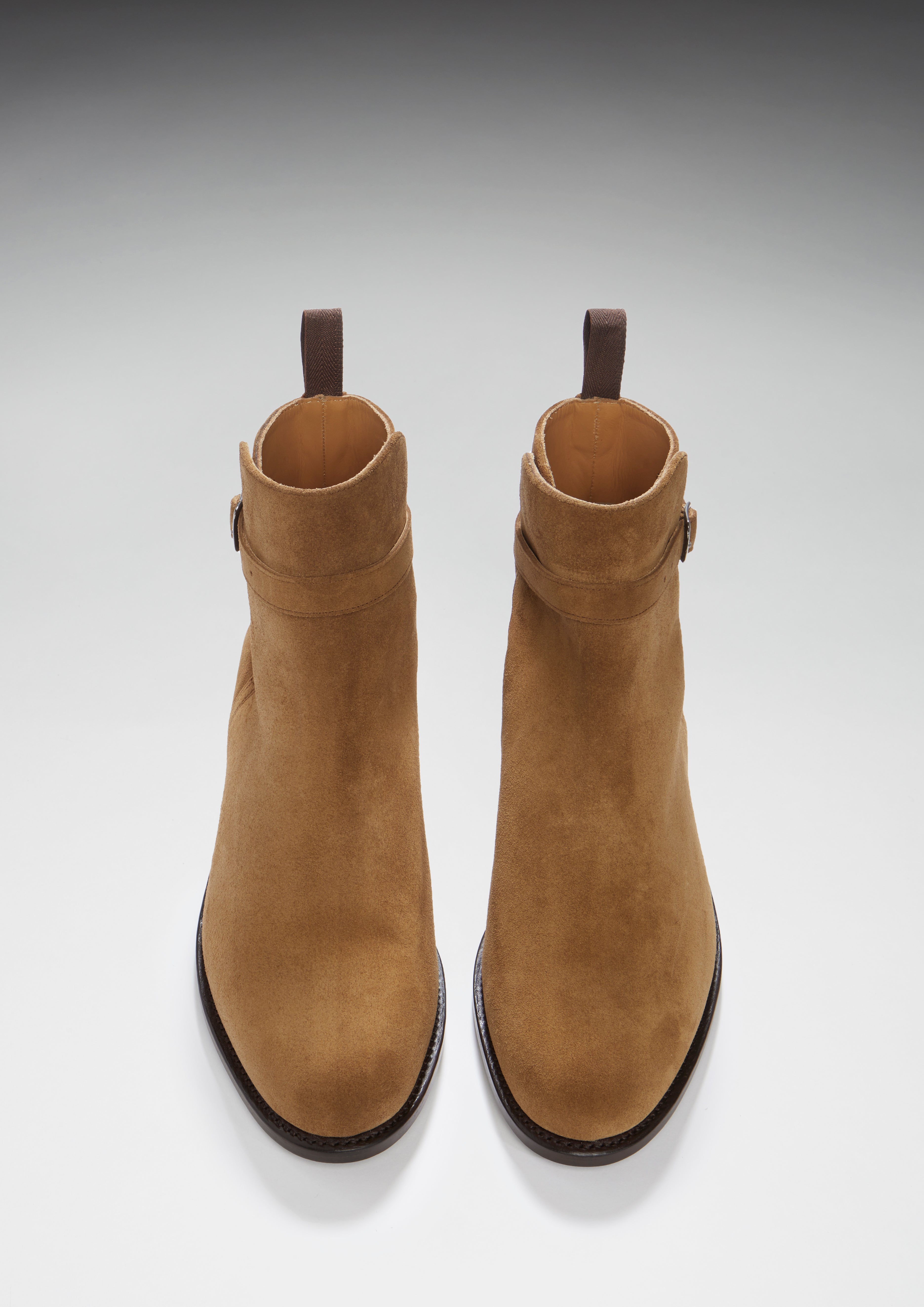 Tobacco Suede Jodhpur Boots, Welted Leather Sole