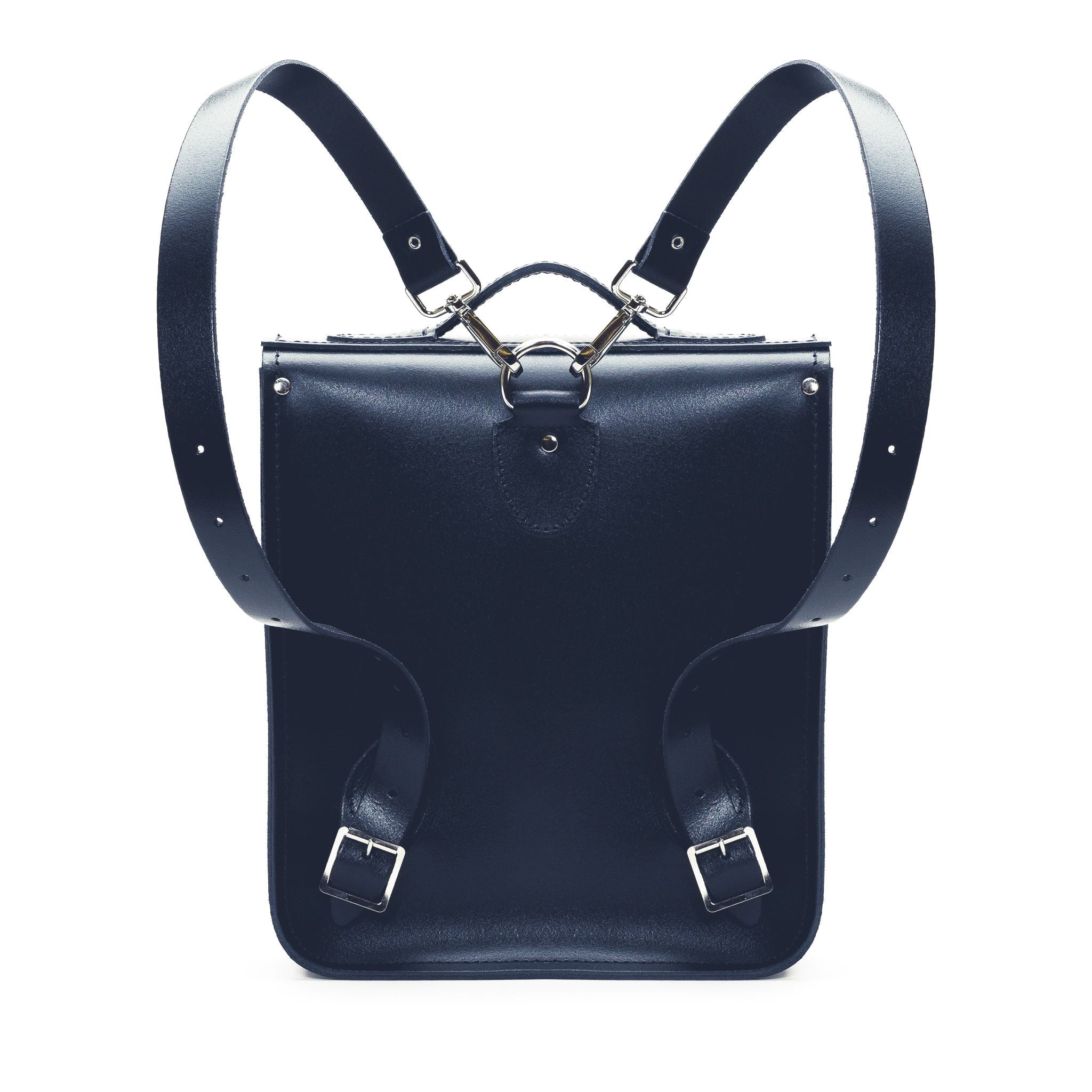 Handmade Leather City Backpack - Navy Blue
