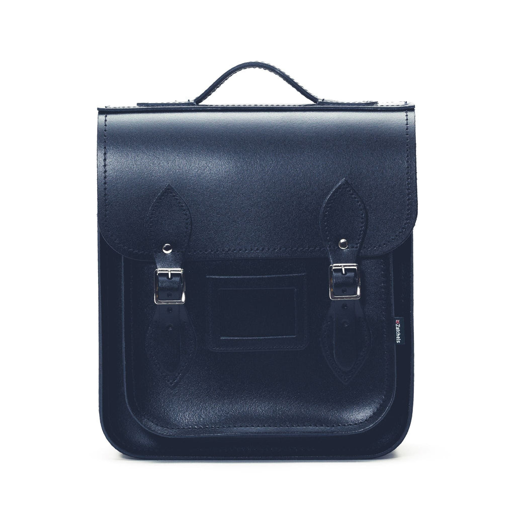 Handmade Leather City Backpack - Navy Blue