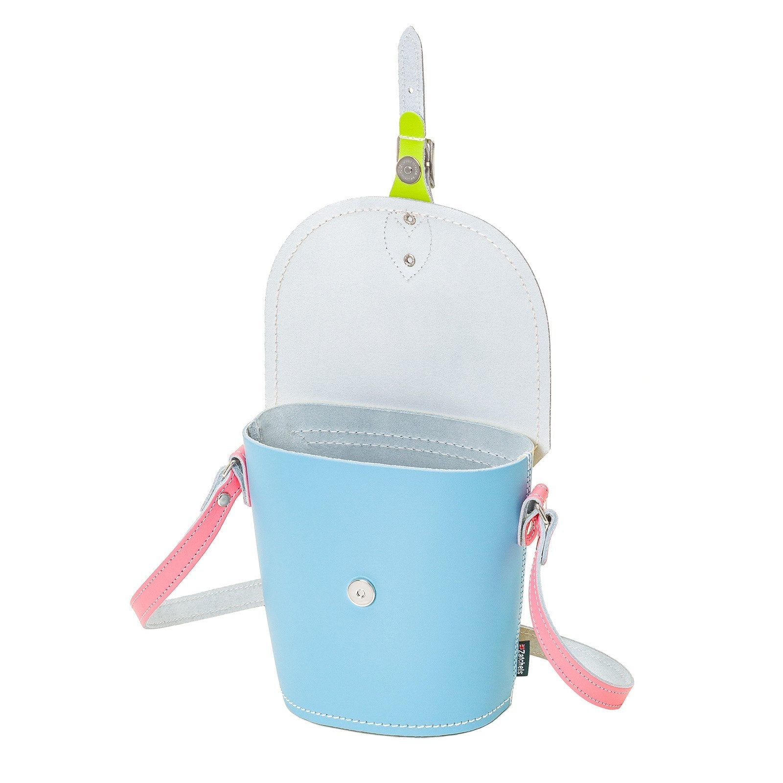 Handmade Leather Barrel Bag - Pastel Kaleidoscope