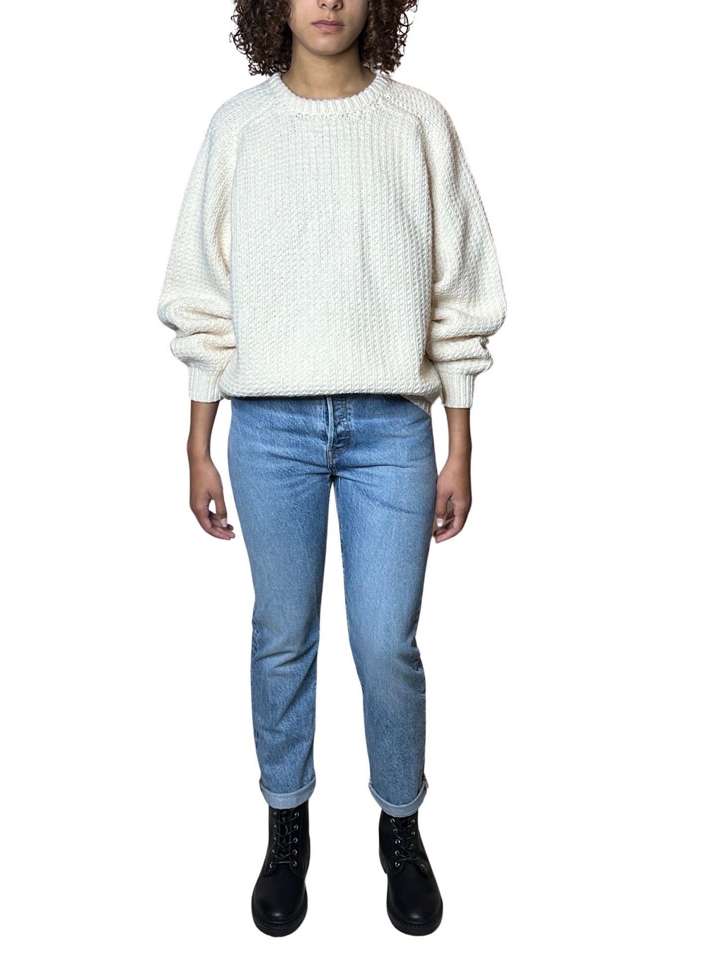 Preloved Chunky Knit Wool Mix Cream Jumper UK 8 - 14