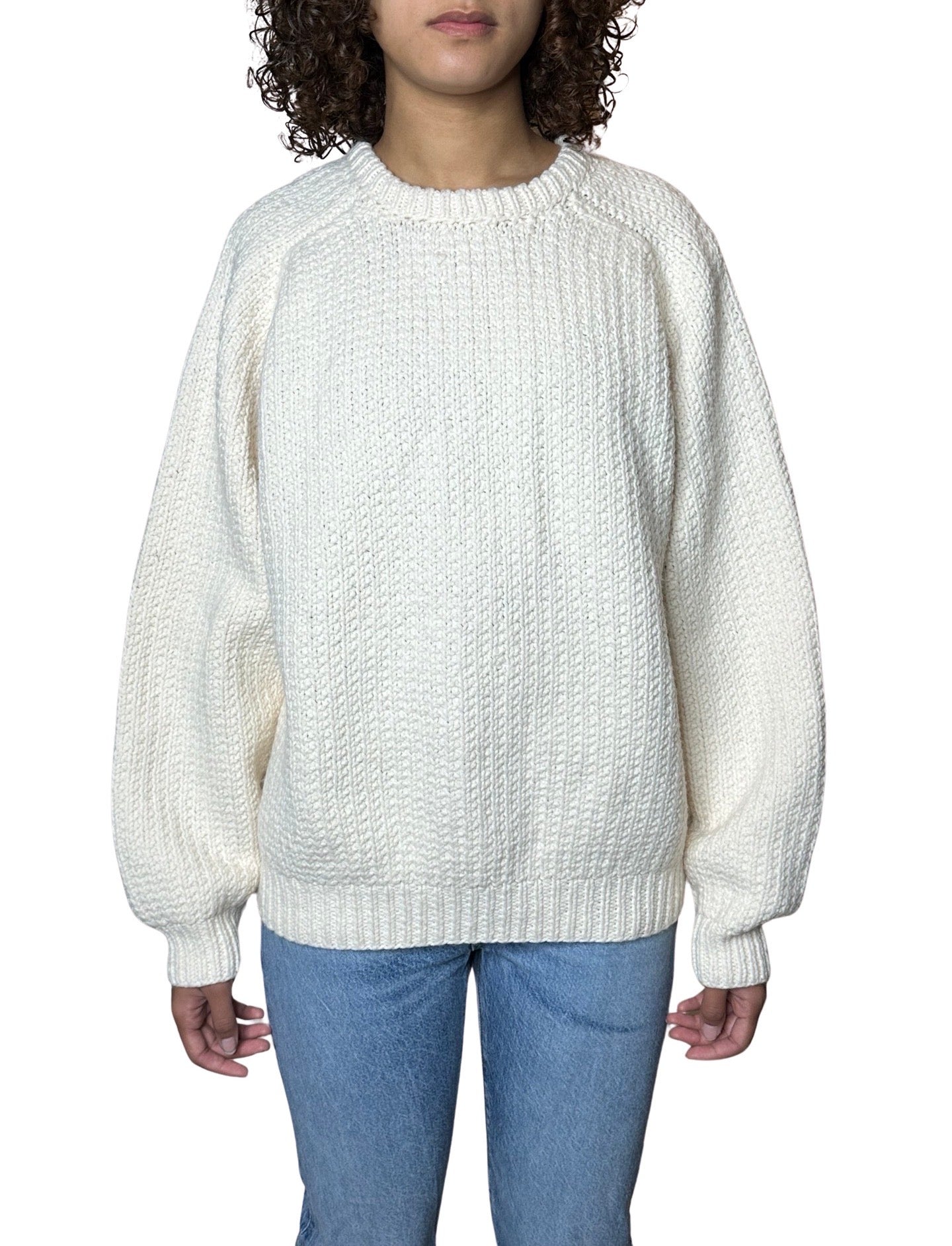 Preloved Chunky Knit Wool Mix Cream Jumper UK 8 - 14