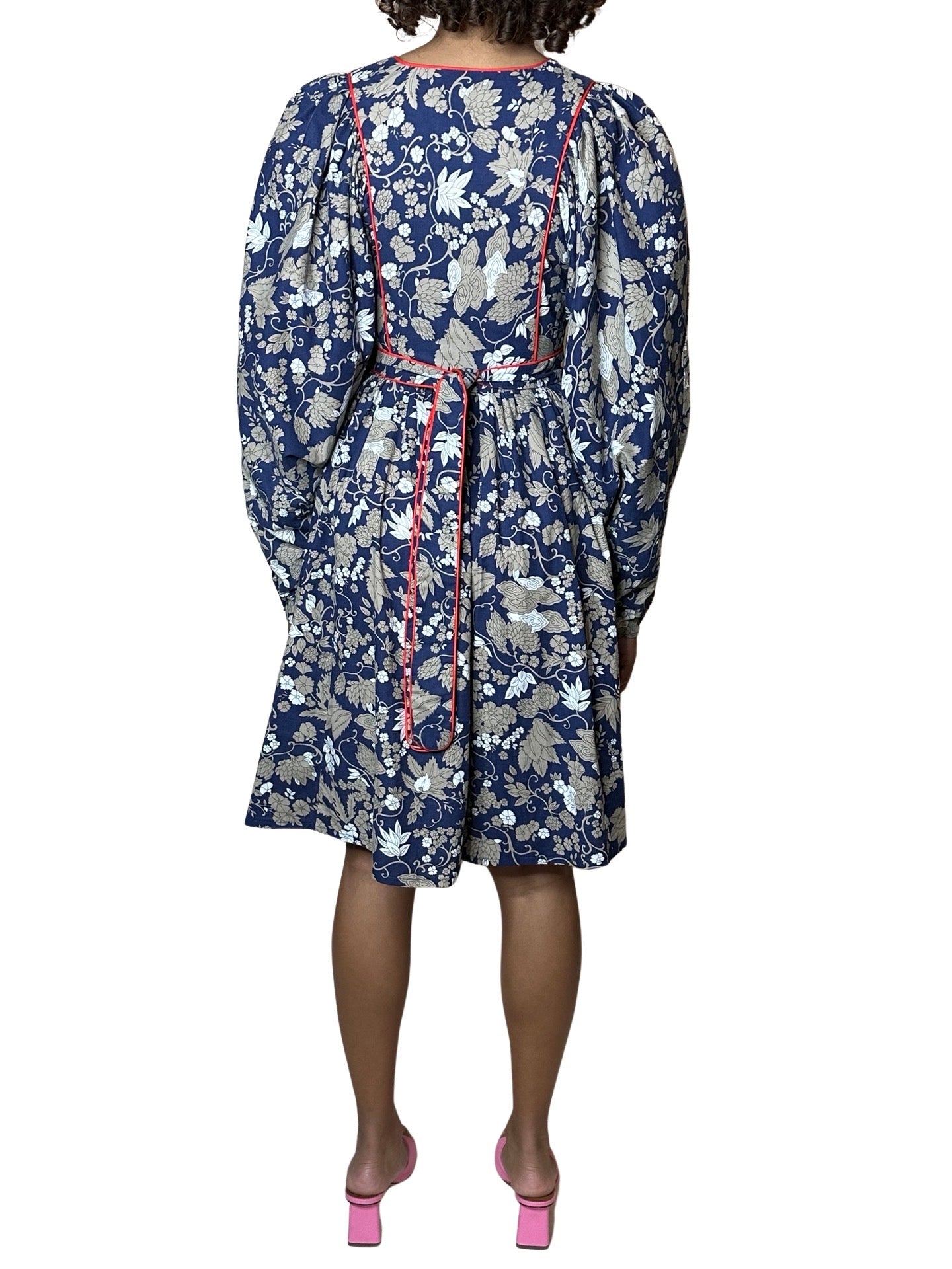 Rare & Original Vintage 1970's Navy Floral Dress UK 10 - 14