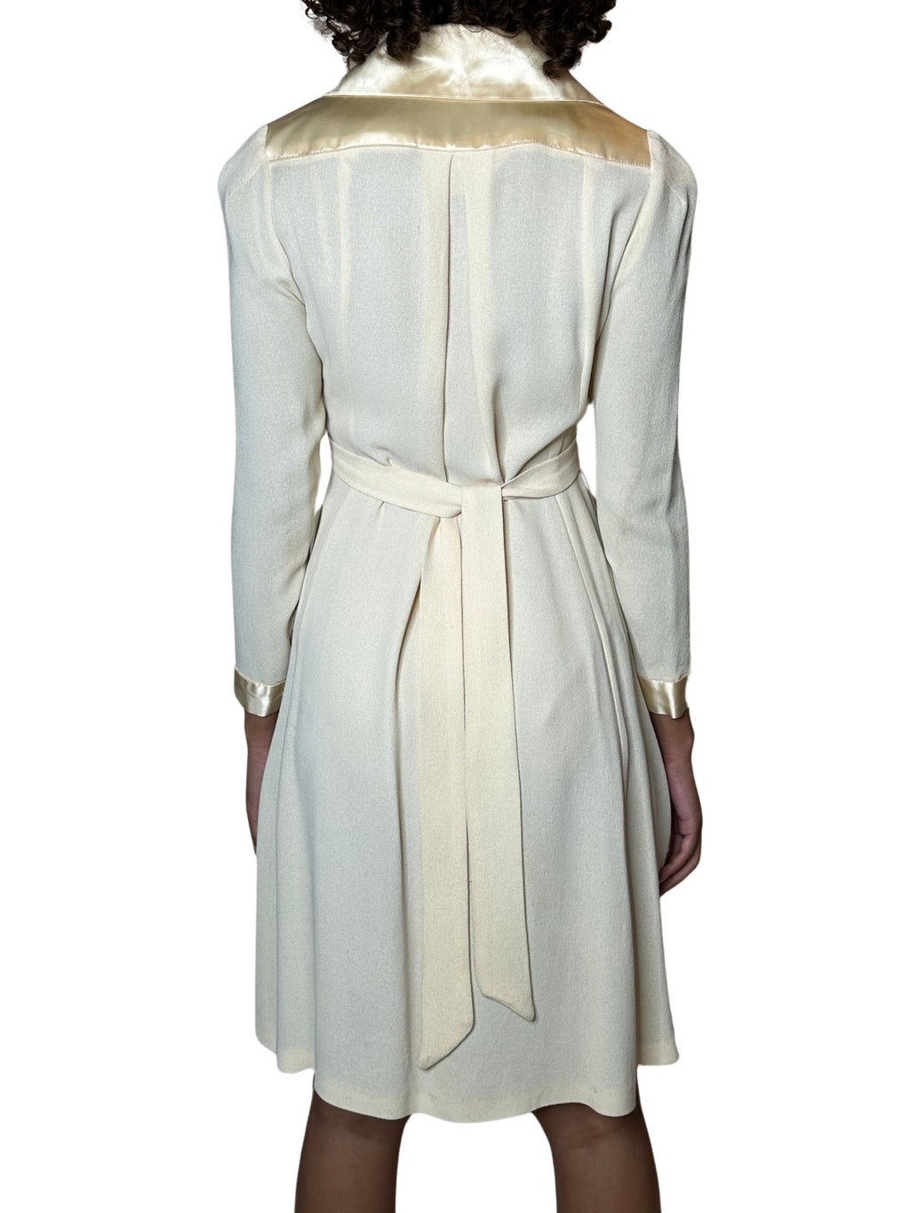 1970'S Gorgeous Vintage Cream Moss Crepe Wedding Dress Uk 8 - 12