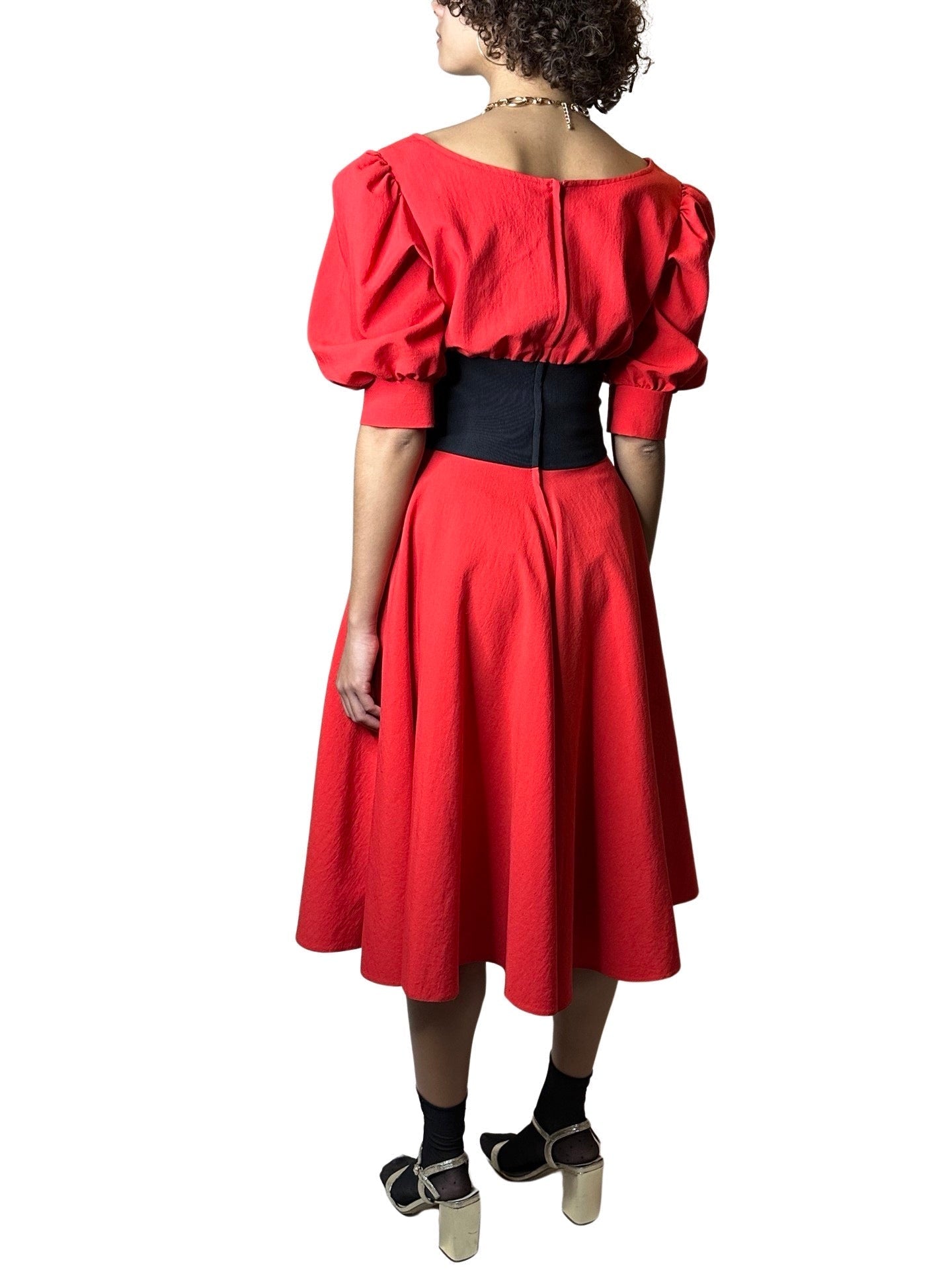 Stunning Original 1980's Vintage Zandra Rhodes Bright Red Dress UK 10 - 12