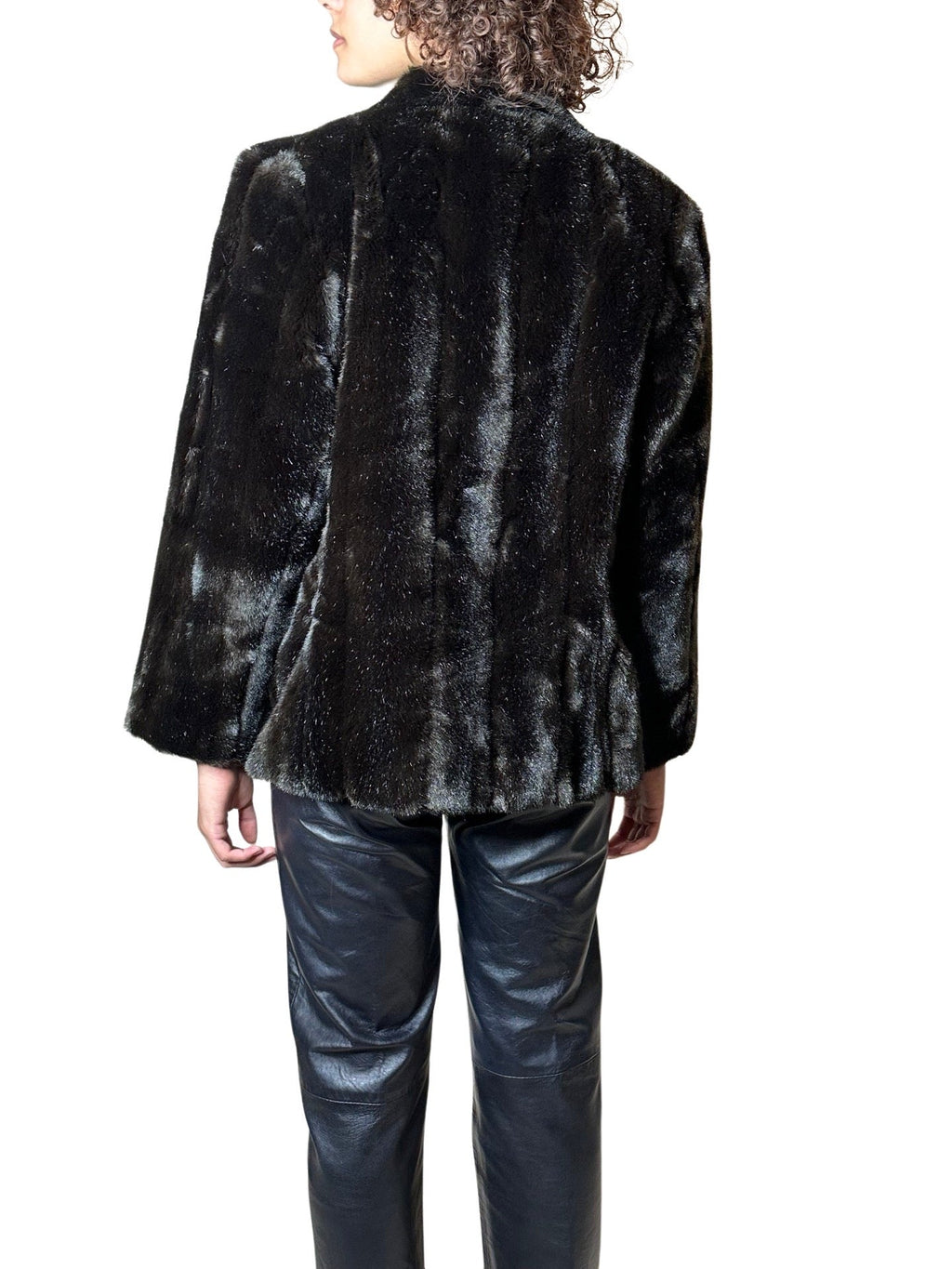 Original Vintage 1970's Dark Brown Faux Fur Coat UK 8 - 12