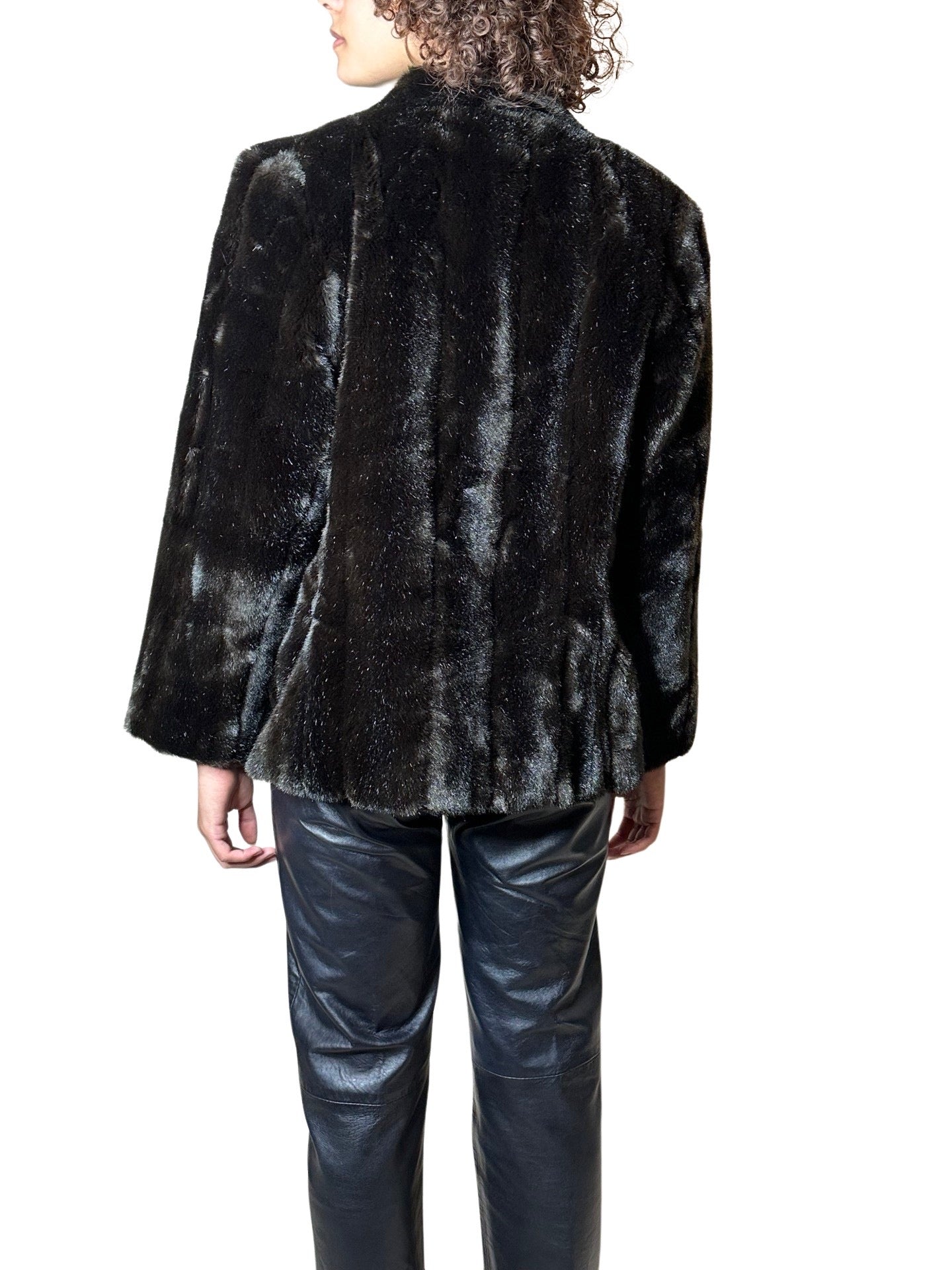 Original Vintage 1970's Dark Brown Faux Fur Coat UK 8 - 12