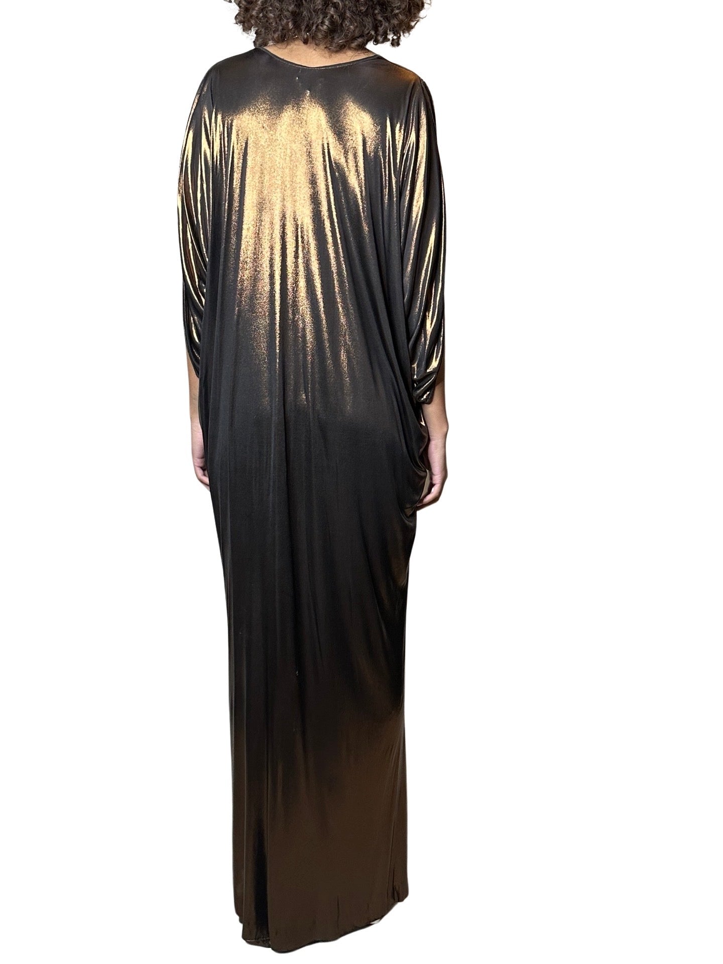 Incredible Vintage Halston Gold / Bronze Kaftan Dress Uk 8 - 14