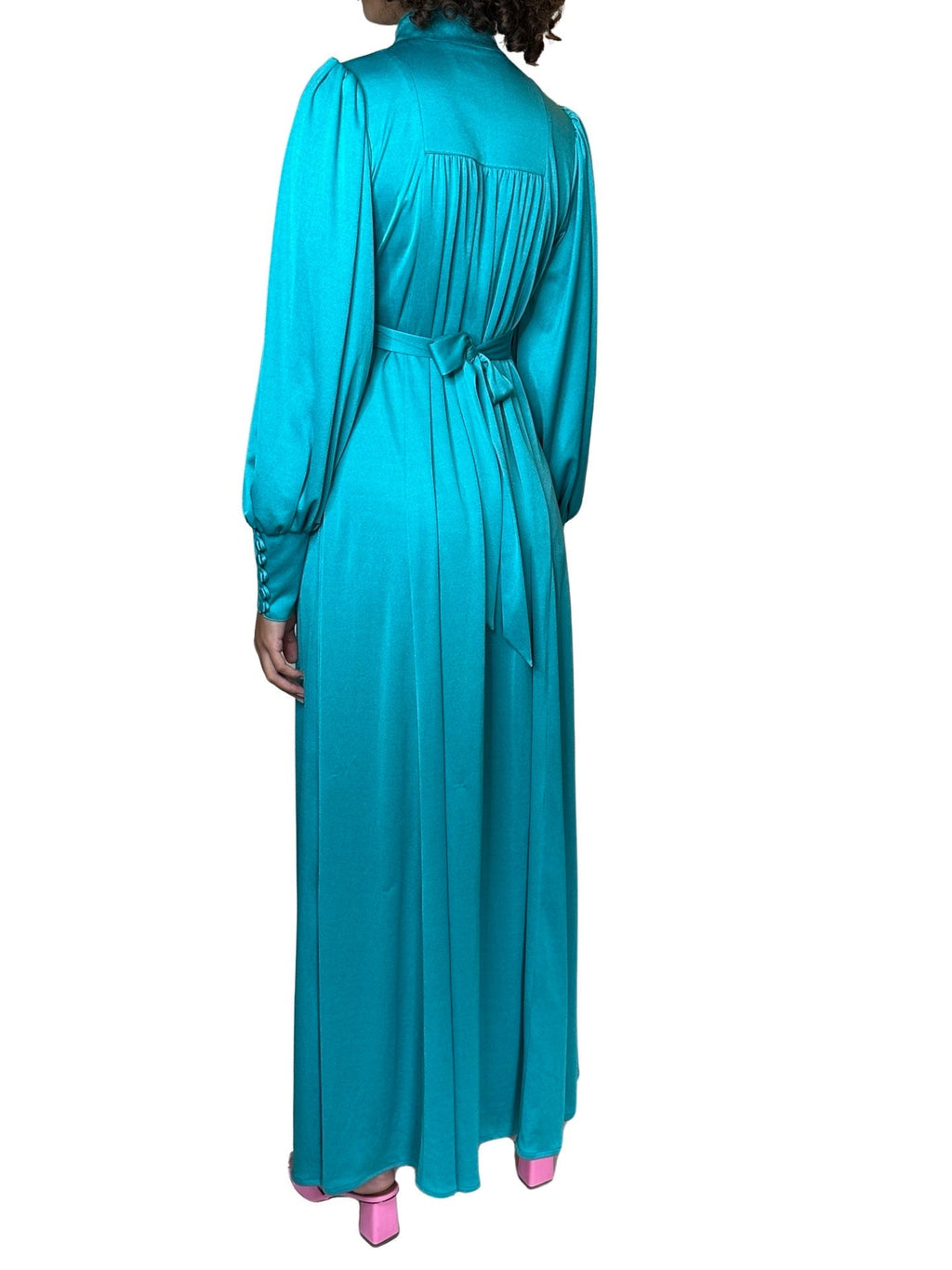 Stunning 1970's Vintage Turquoise Maxi Dress UK 8 - 12