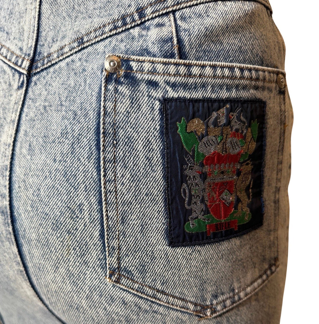 Original 1980's Vintage Acid Wash Denim Skirt UK 8 - 10