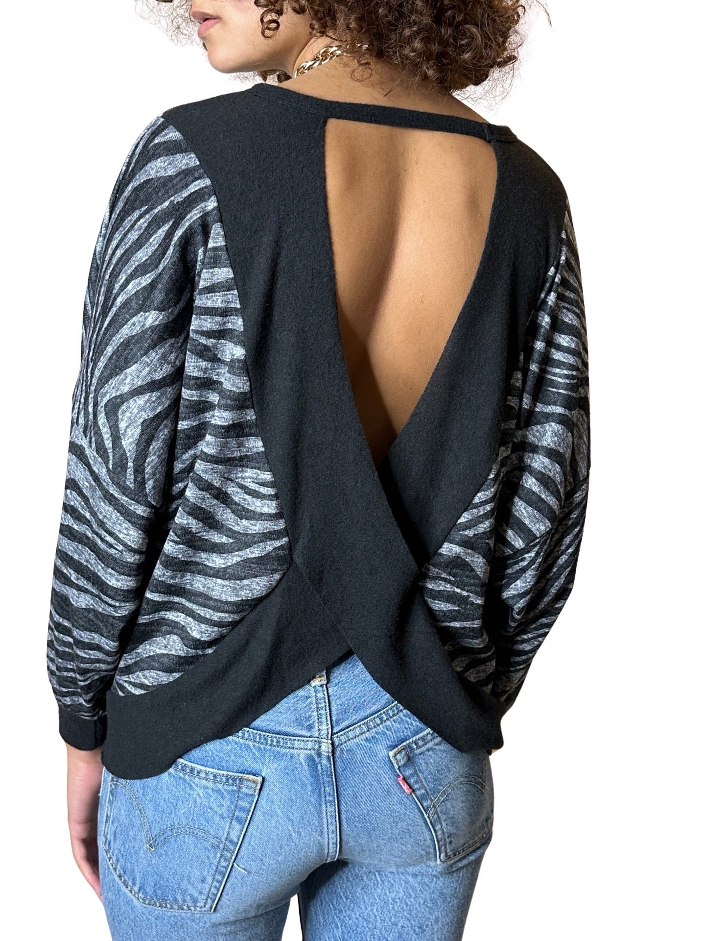 1980's Vintage Batwing Tiger Print Jumper UK 8 - 14