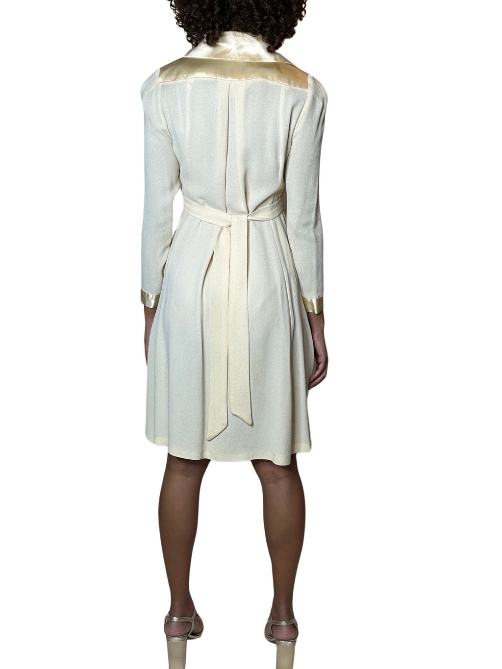 1970'S Gorgeous Vintage Cream Moss Crepe Wedding Dress Uk 8 - 12