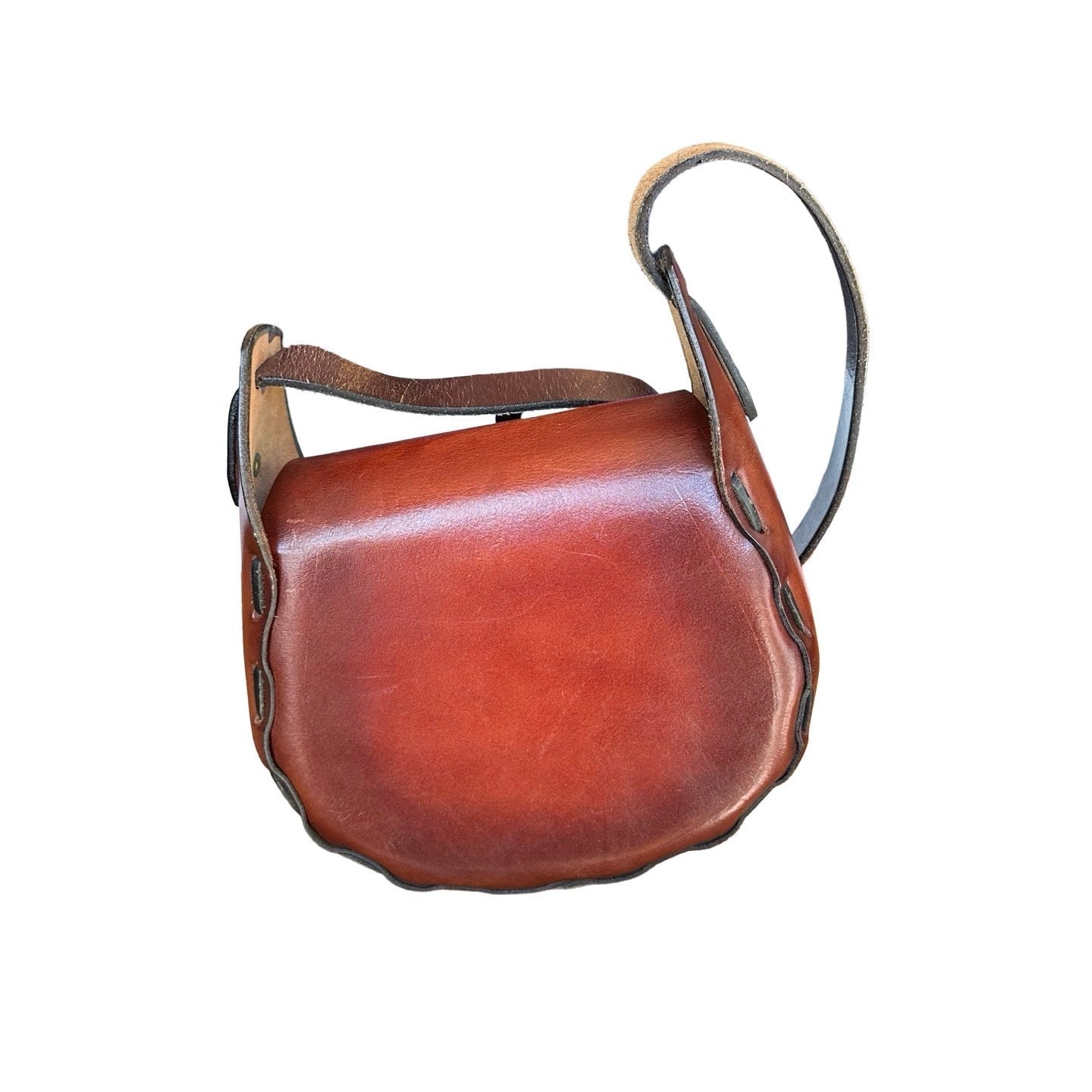 Original Vintage 1970's Brown Floral Tooled Leather Bag