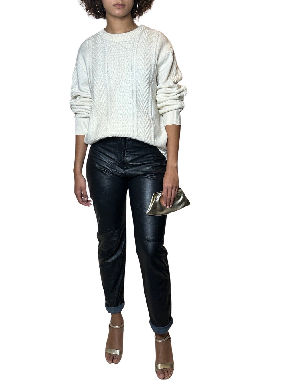 Preloved Cream Wool Mix Fishermans Jumper UK 8 - 14