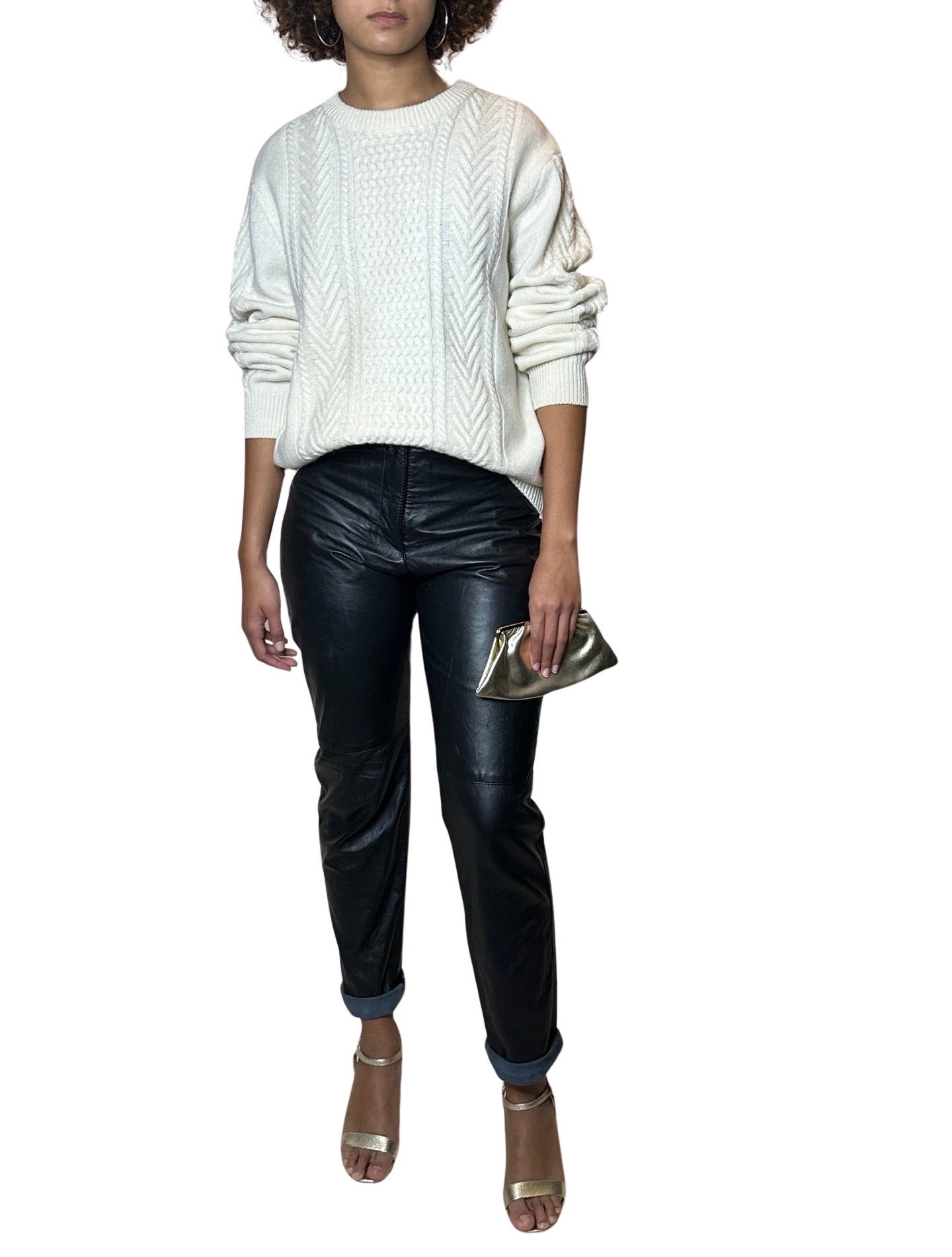 Preloved Cream Wool Mix Fishermans Jumper UK 8 - 14