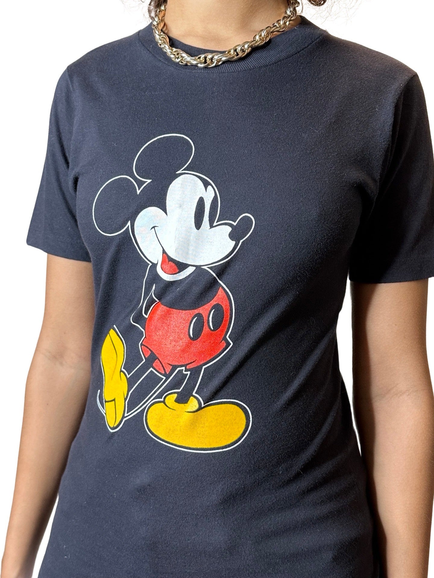 Original Vintage 1980'S Mickey Mouse Black T Shirt Uk 6 - 8