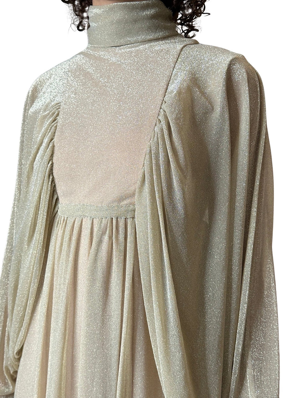 1970's Original Vintage Gold Goddess Maxi Dress UK 8 - 12