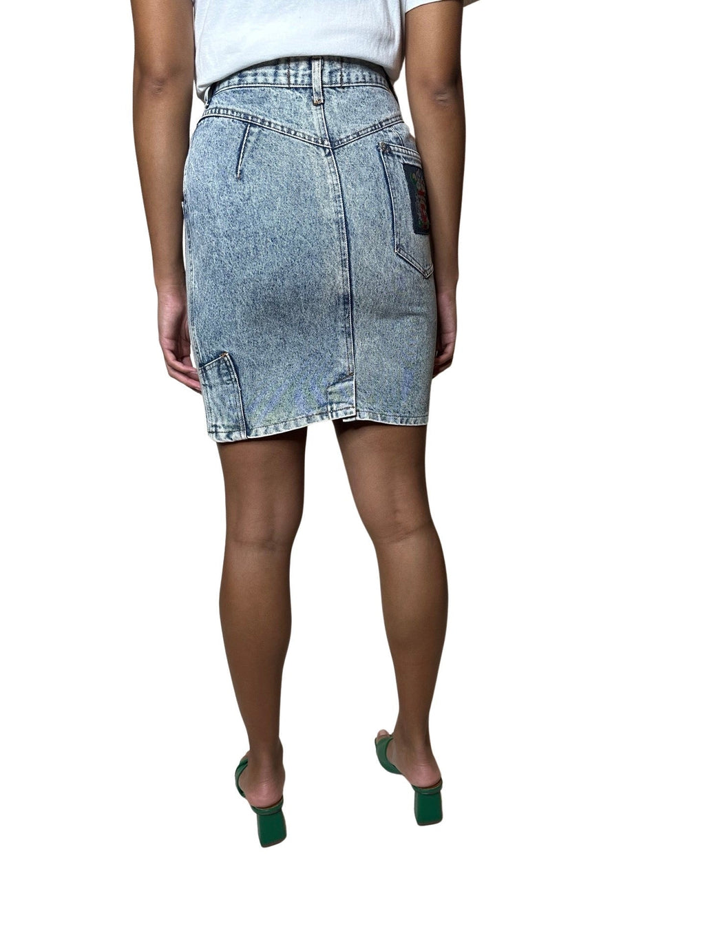 Original 1980's Vintage Acid Wash Denim Skirt UK 8 - 10