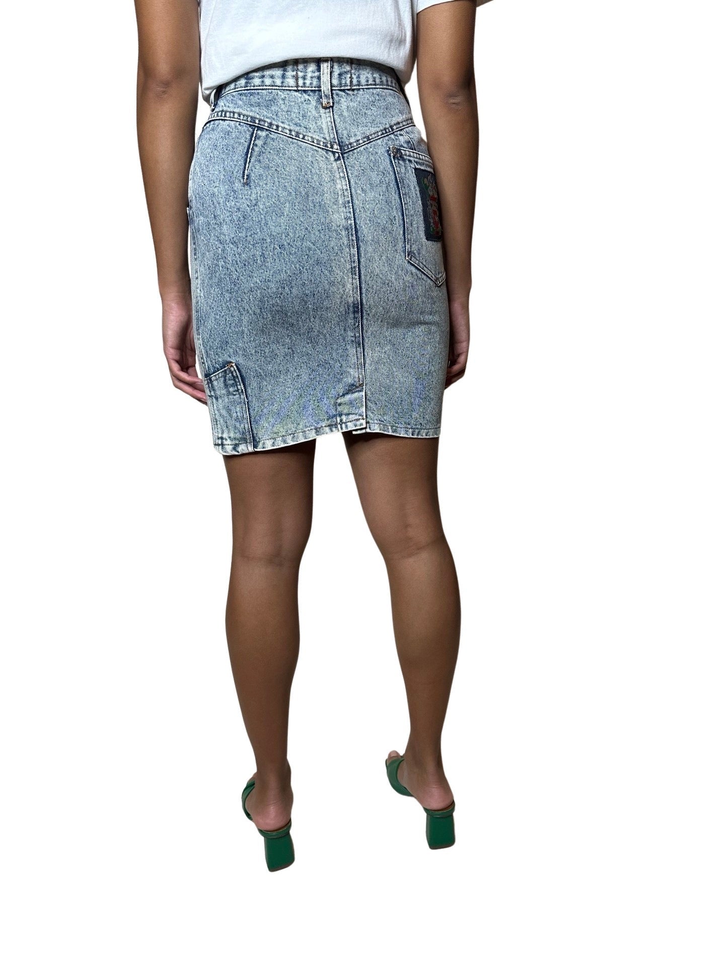 Original 1980's Vintage Acid Wash Denim Skirt UK 8 - 10