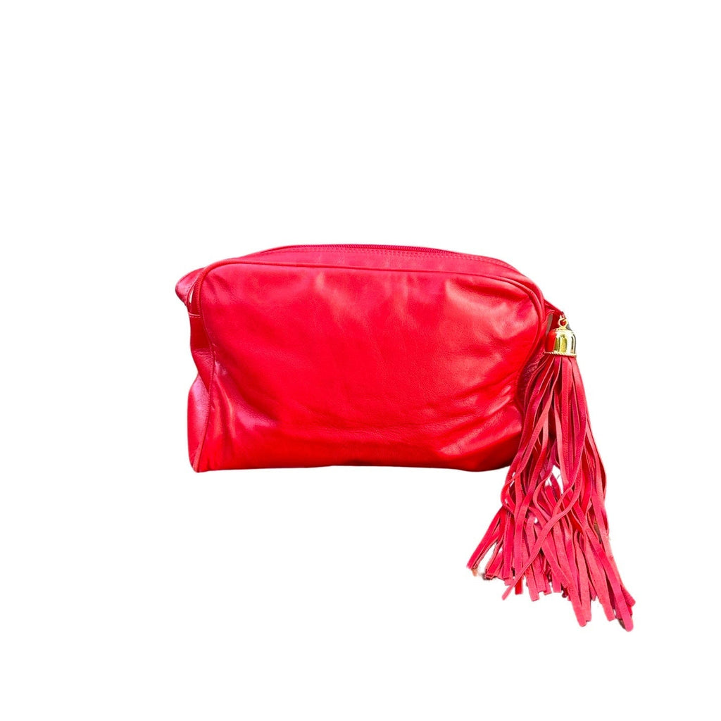 Original Preloved Saks Fifth Avenue - New York Soft Red Leather / Gold Studded Shoulder Bag