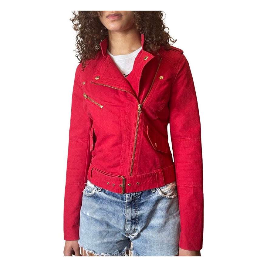 Gorgeous Preloved Red Juicy Couture Biker Jacket UK 8 - 10
