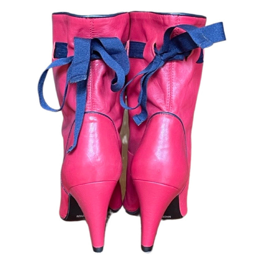 Preloved Red & Navy Leather Boots by Ravel UK 4
