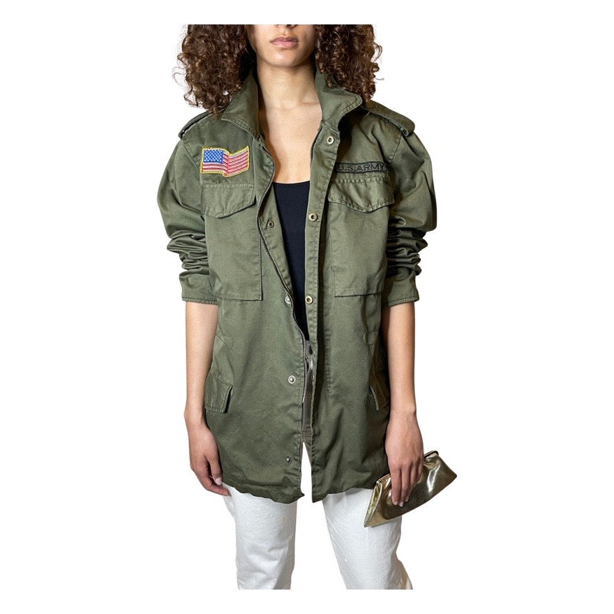 Vintage American US Army Jacket In Green UK 8 - 16