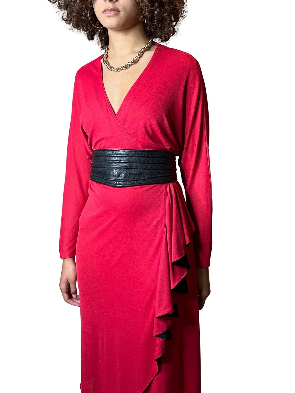 1970's Original Vintage Bright Red Disco Dress by Radley UK 8 - 14