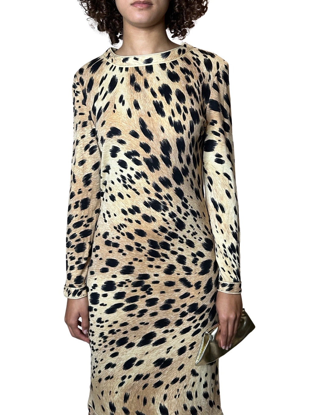 Original 1970's Vintage Leonard - Paris 100% Wool Leopard Print Dress UK 12 - 14