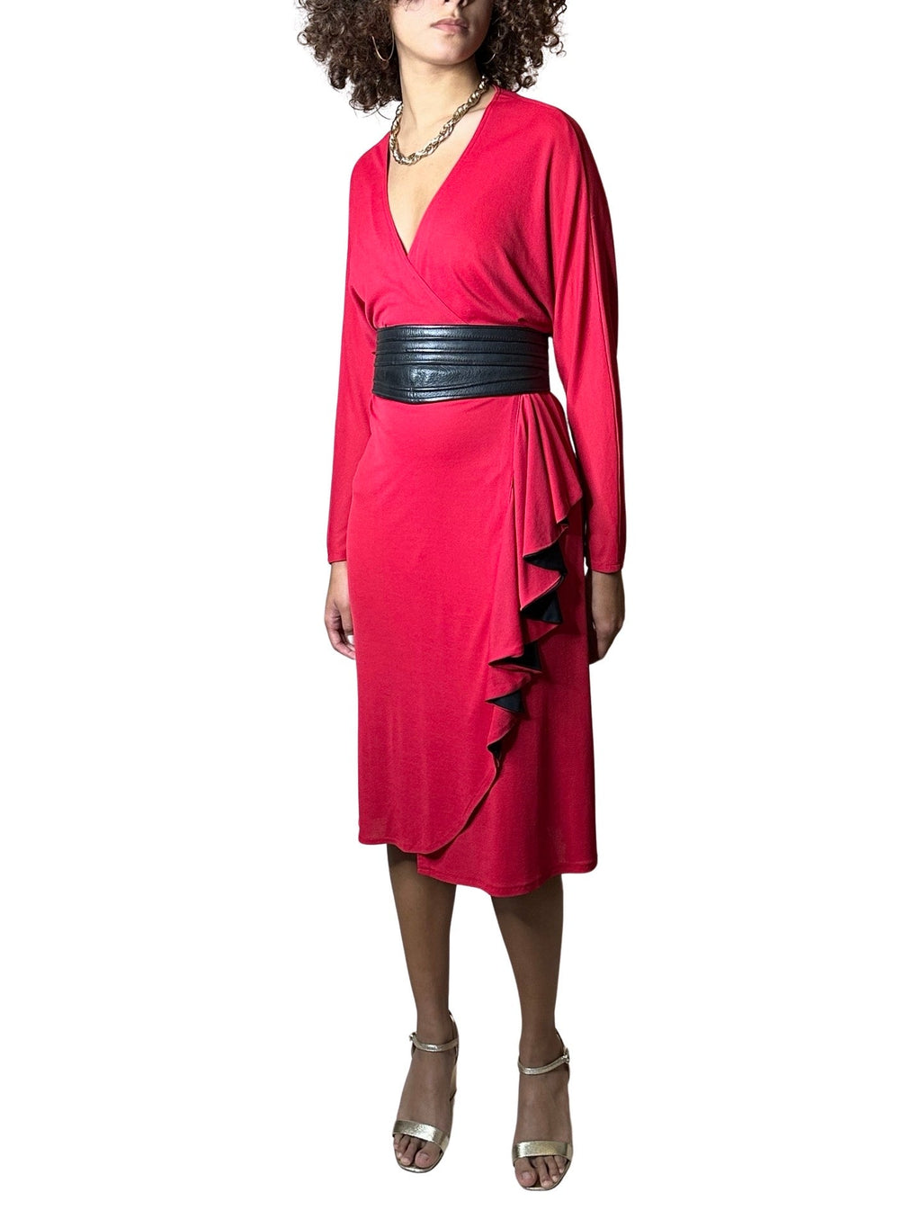 1970's Original Vintage Bright Red Disco Dress by Radley UK 8 - 14