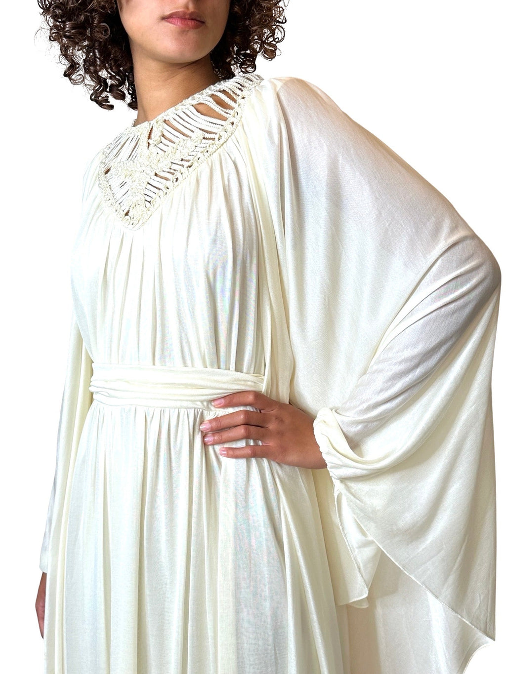 1970's Stunning Vintage Cream Goddess Wedding Dress UK 8 - 14