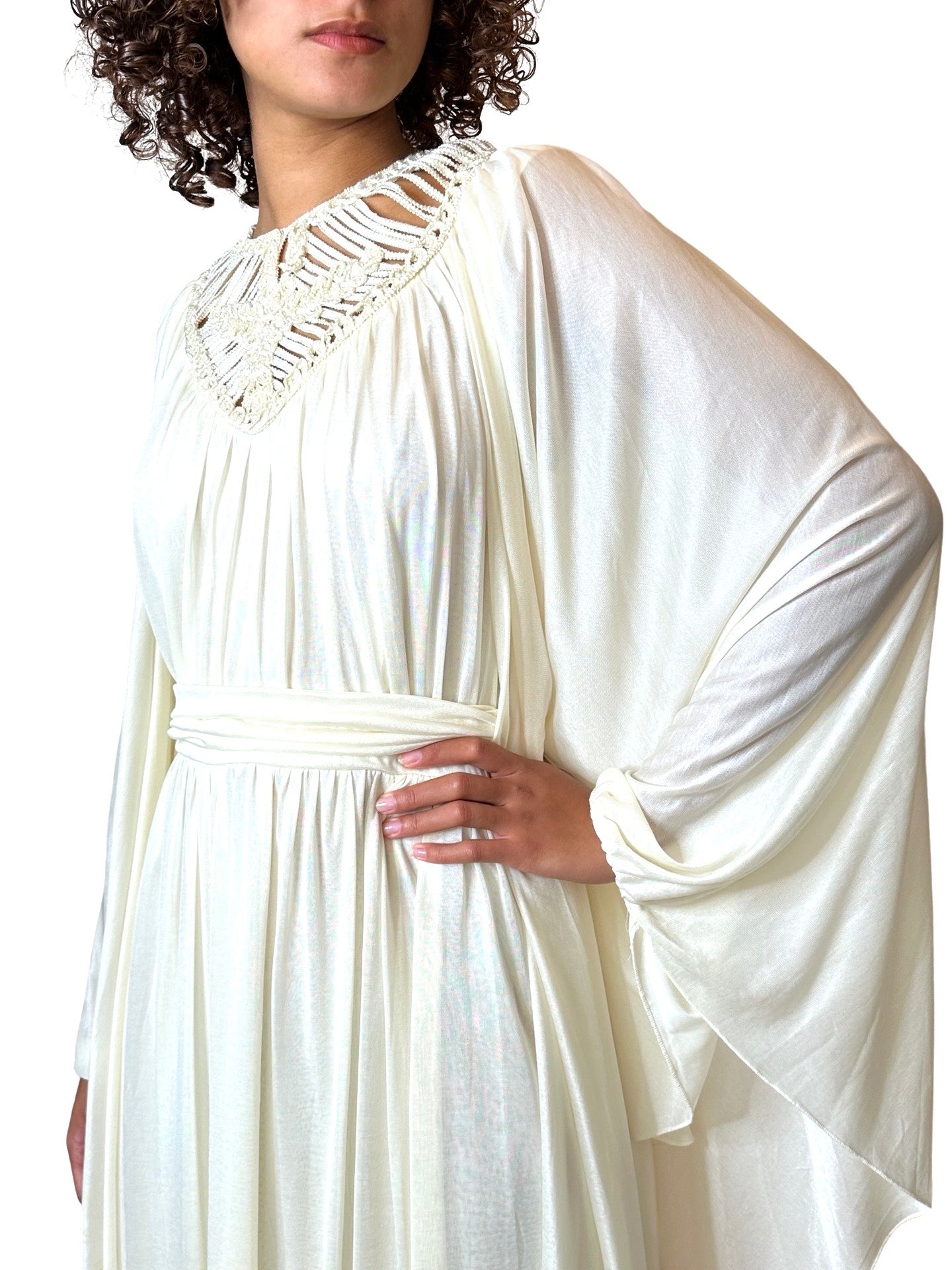 1970's Stunning Vintage Cream Goddess Wedding Dress UK 8 - 14