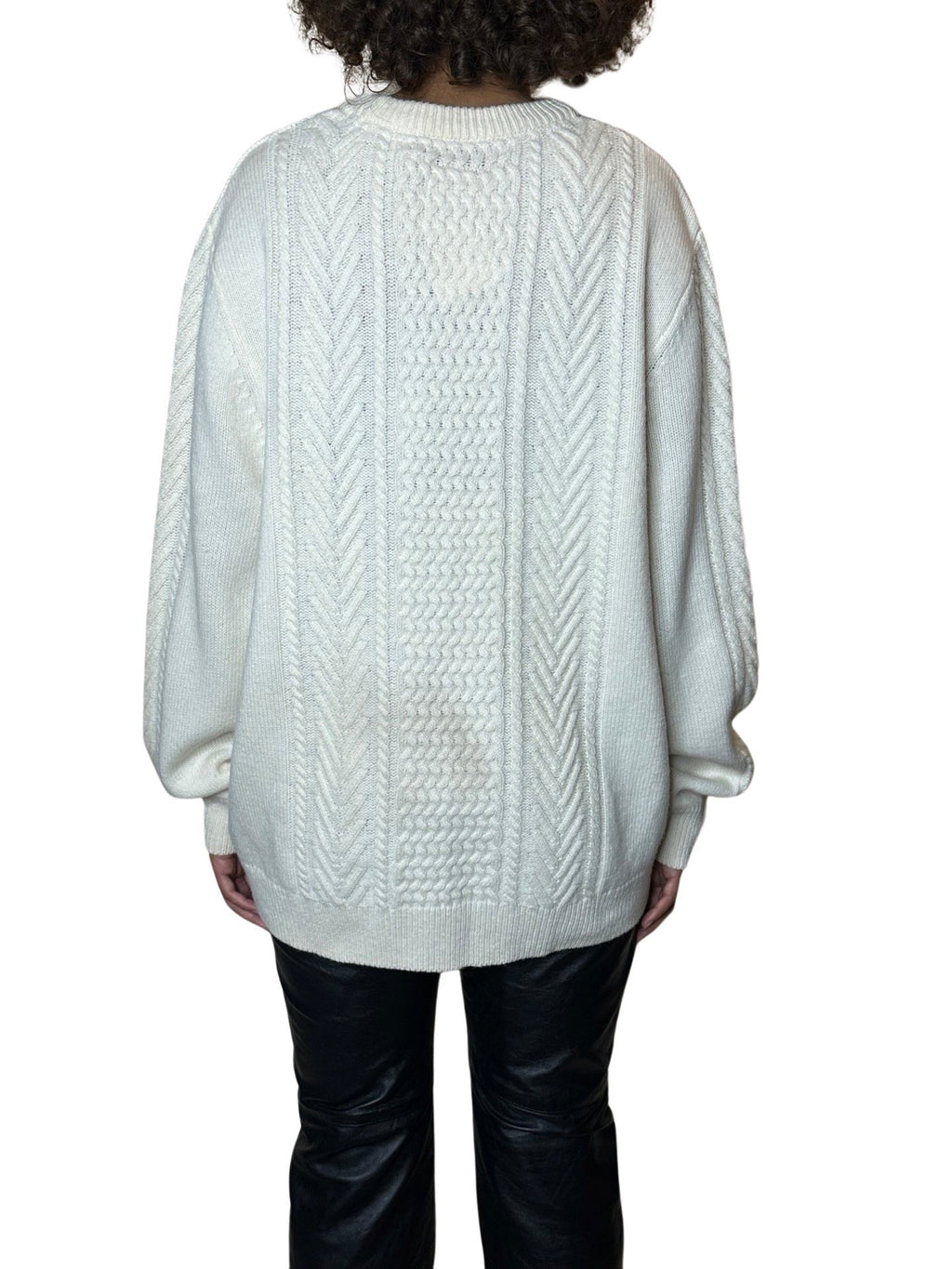 Preloved Cream Wool Mix Fishermans Jumper UK 8 - 14