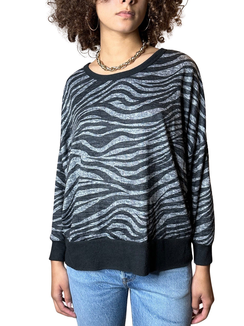 1980's Vintage Batwing Tiger Print Jumper UK 8 - 14