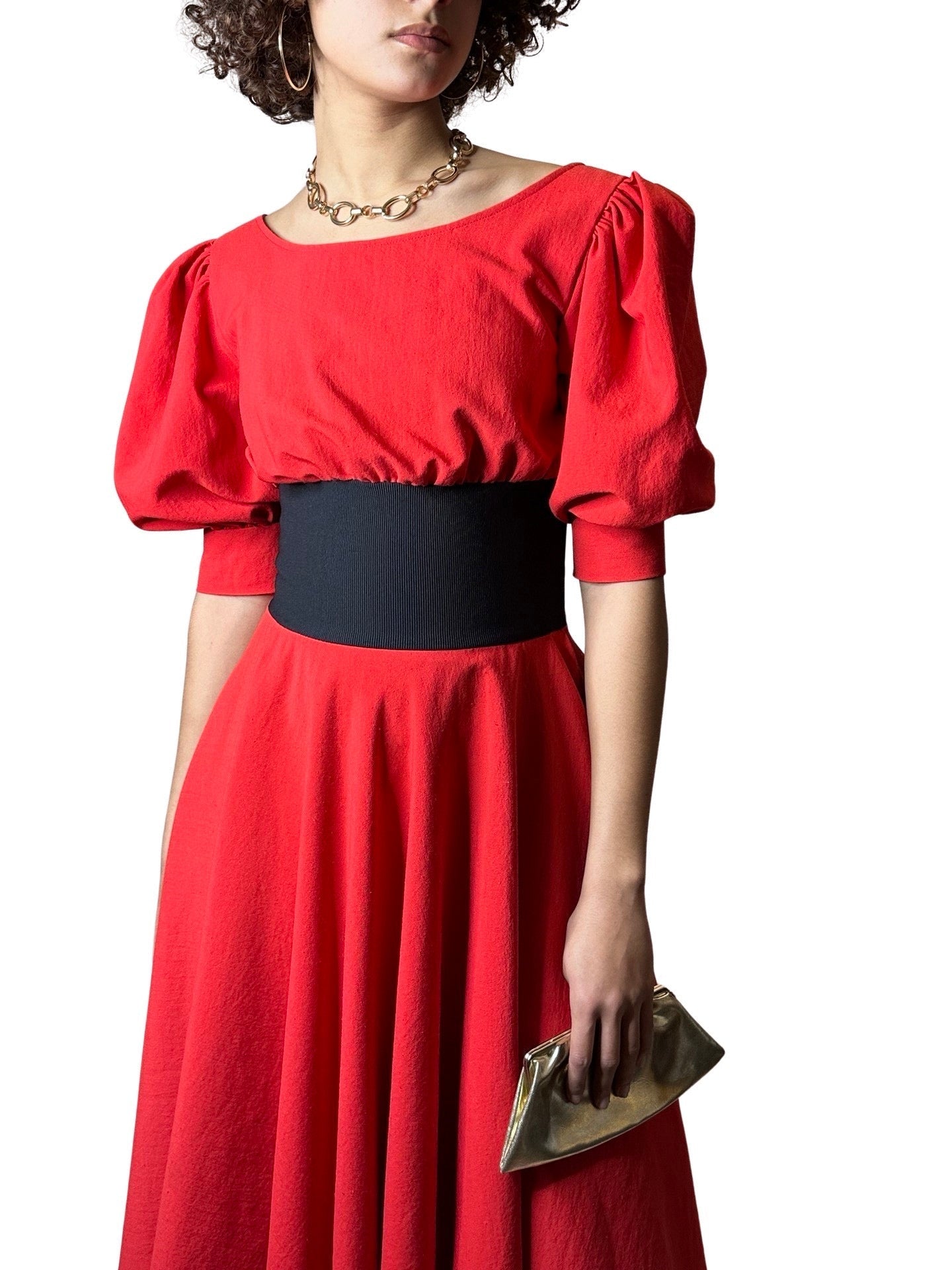 Stunning Original 1980's Vintage Zandra Rhodes Bright Red Dress UK 10 - 12