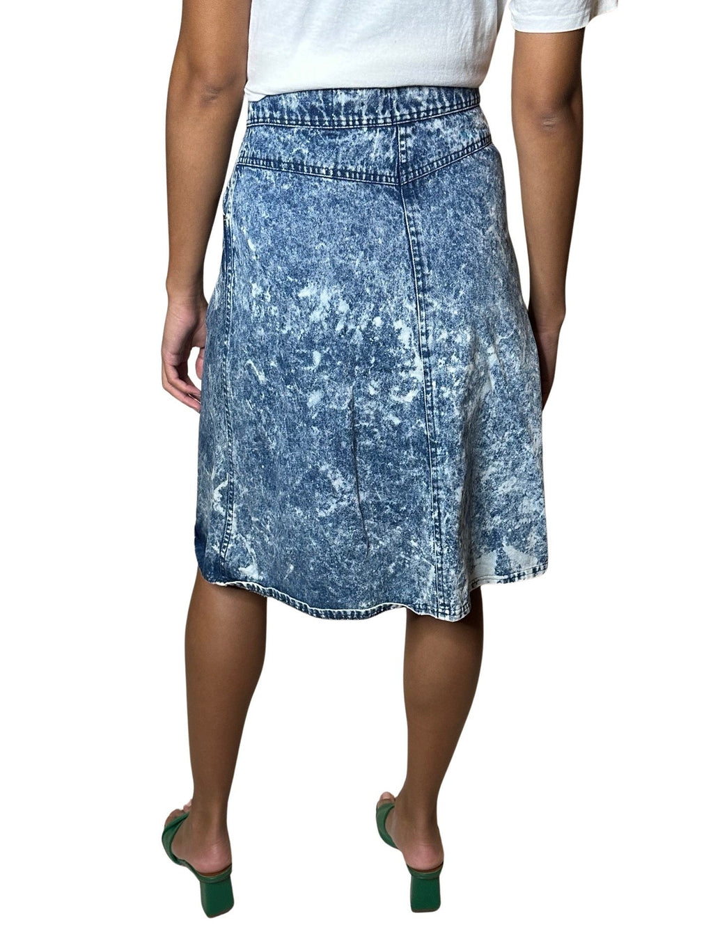 Original 1980's Vintage Acid Wash Denim Skirt UK 10 - 12