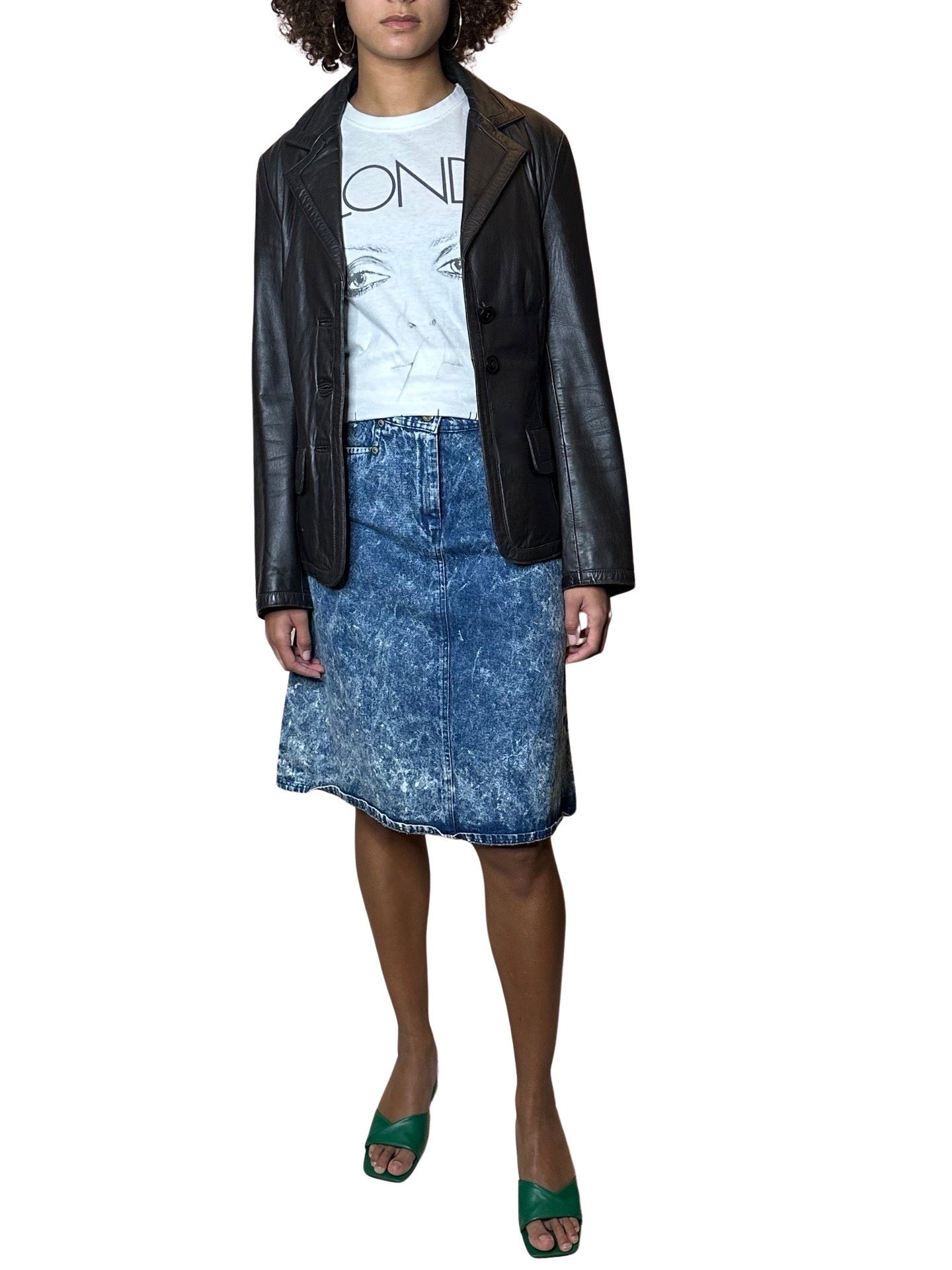 Original 1980's Vintage Acid Wash Denim Skirt UK 10 - 12