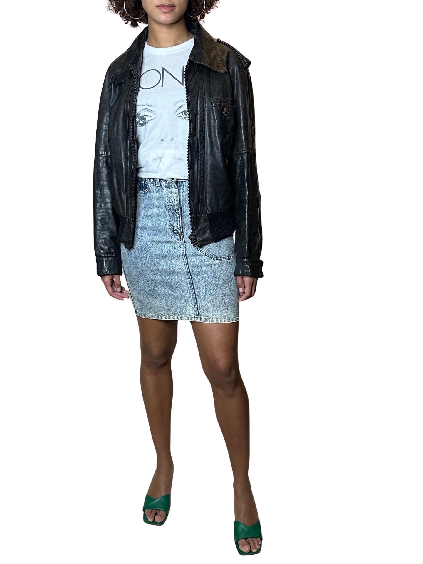 Original 1980's Vintage Acid Wash Denim Skirt UK 8 - 10