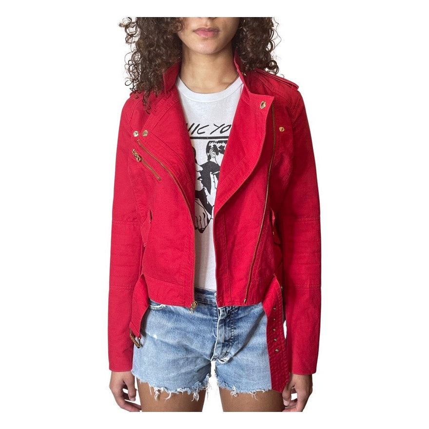 Gorgeous Preloved Red Juicy Couture Biker Jacket UK 8 - 10