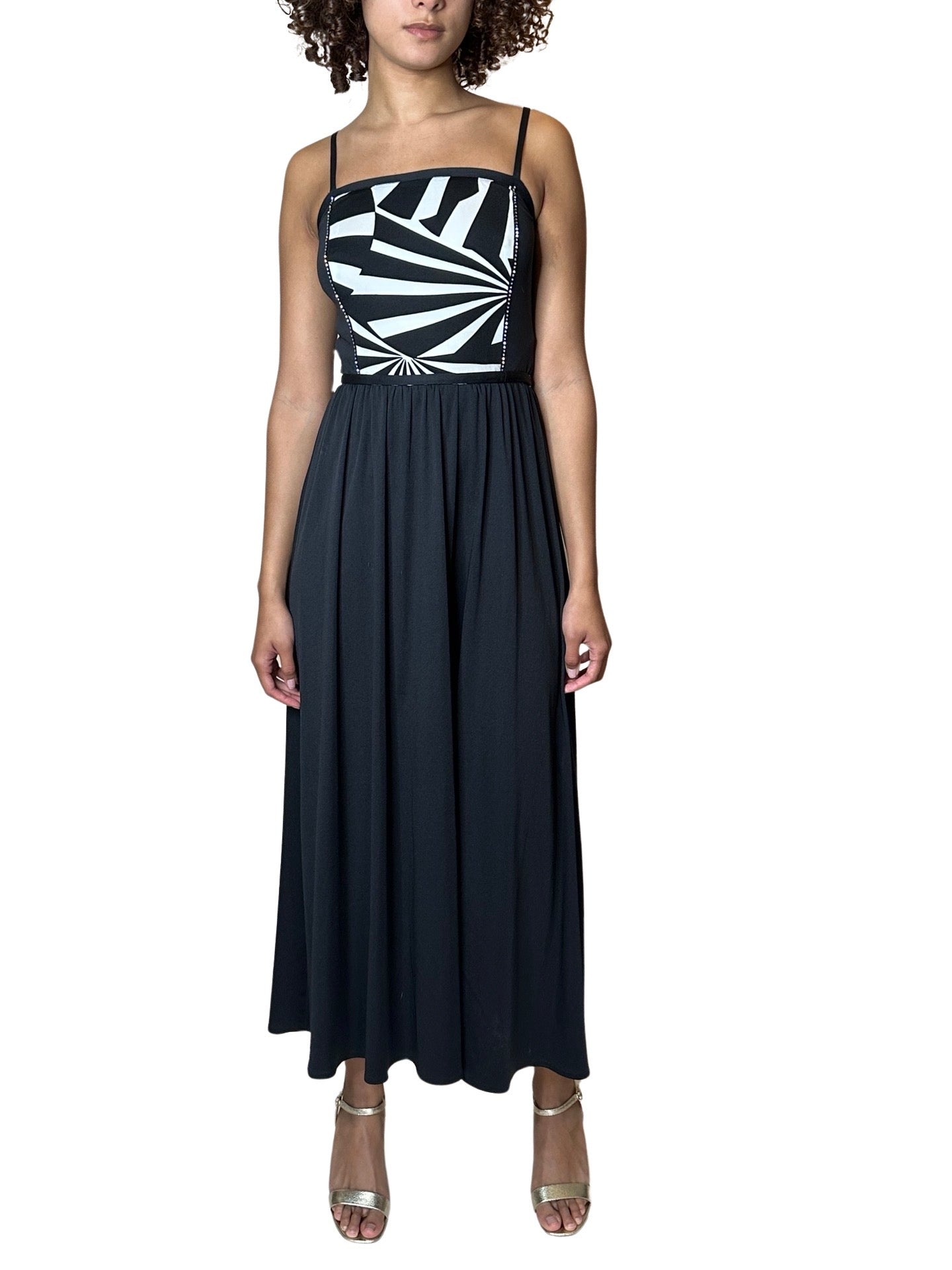 Original Vintage 1970's Black & White Disco Dress UK 8 - 10