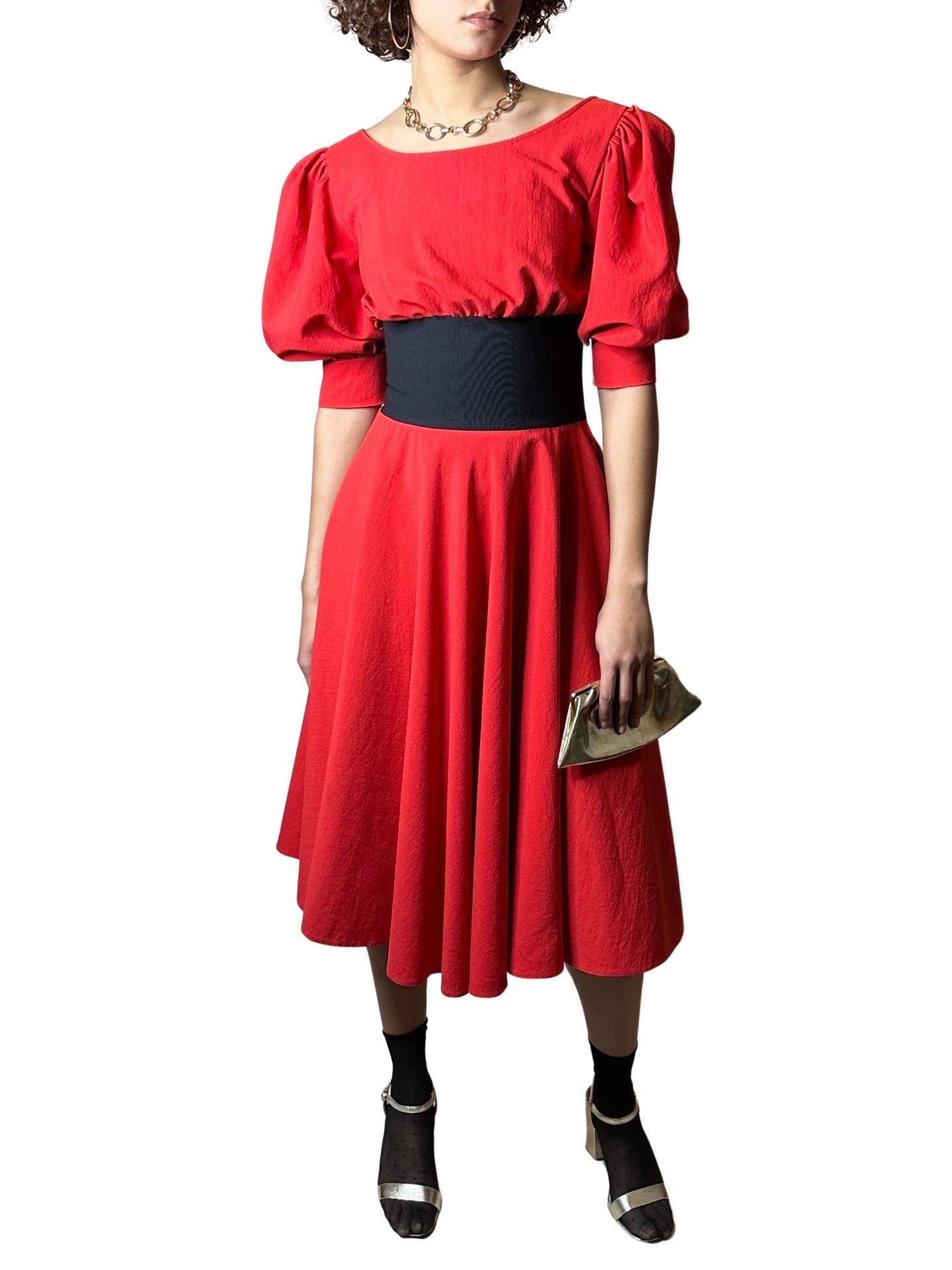 Stunning Original 1980's Vintage Zandra Rhodes Bright Red Dress UK 10 - 12