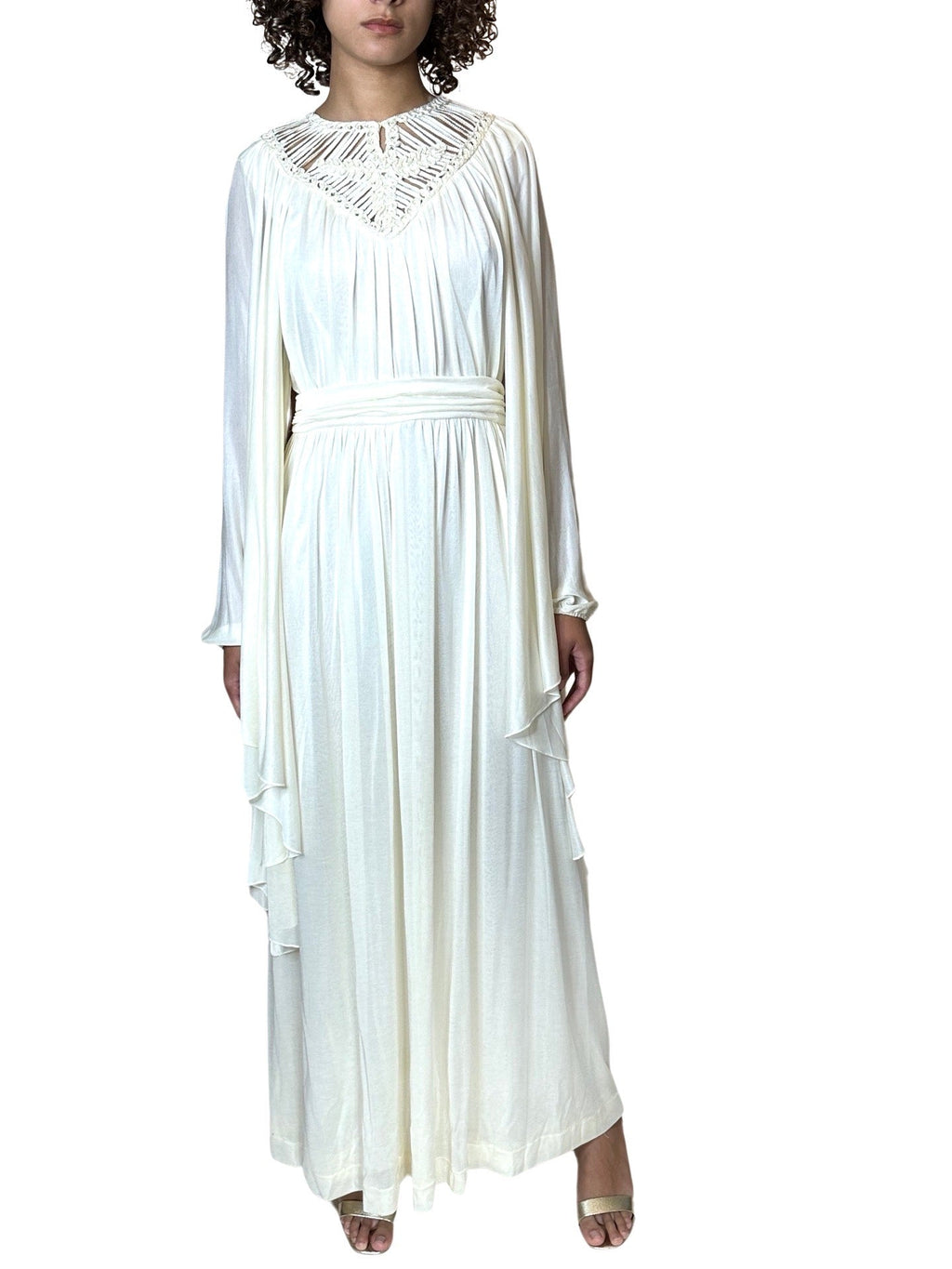 1970's Stunning Vintage Cream Goddess Wedding Dress UK 8 - 14