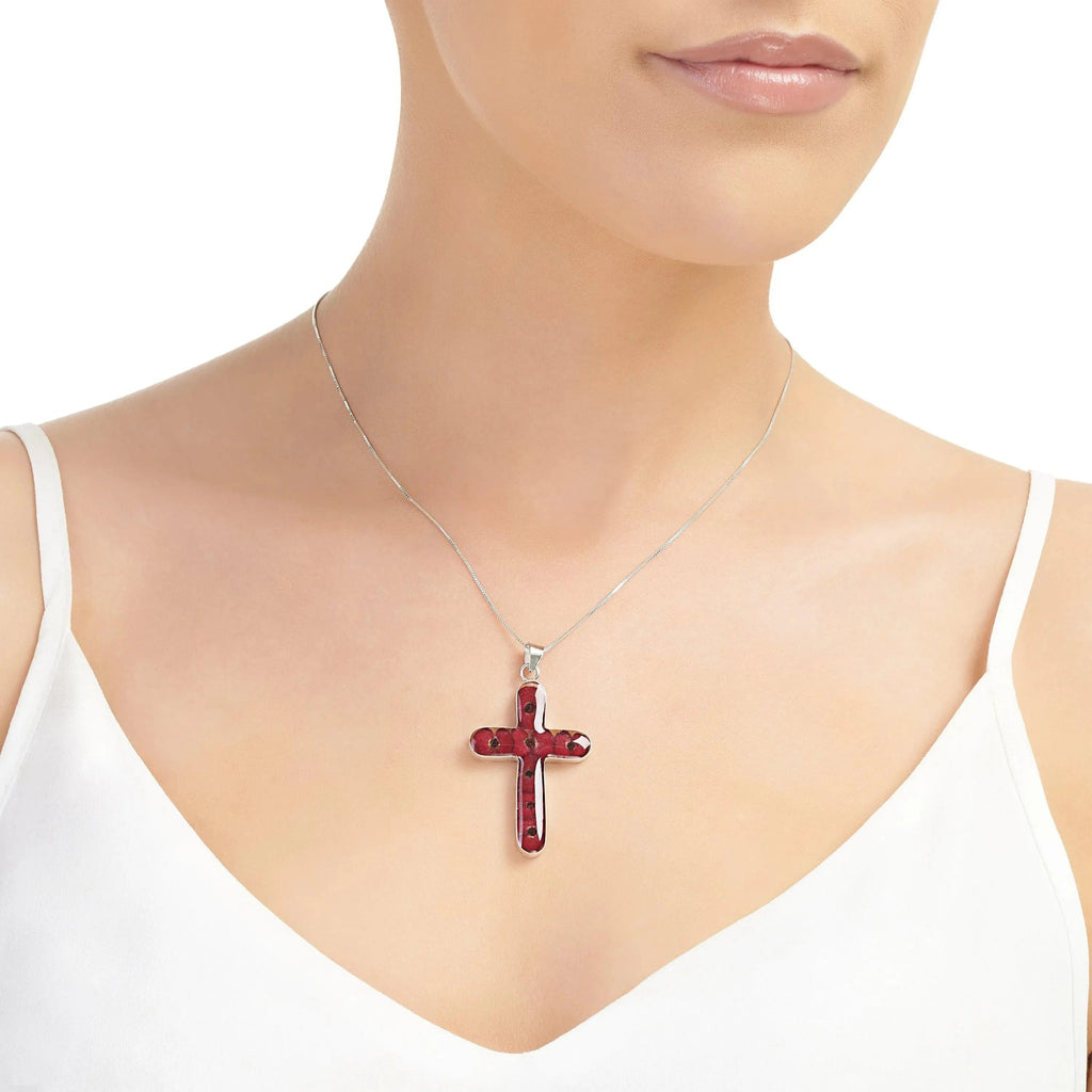 Poppy cross necklace by Shrieking Violet® Sterling silver Large Cross pendant