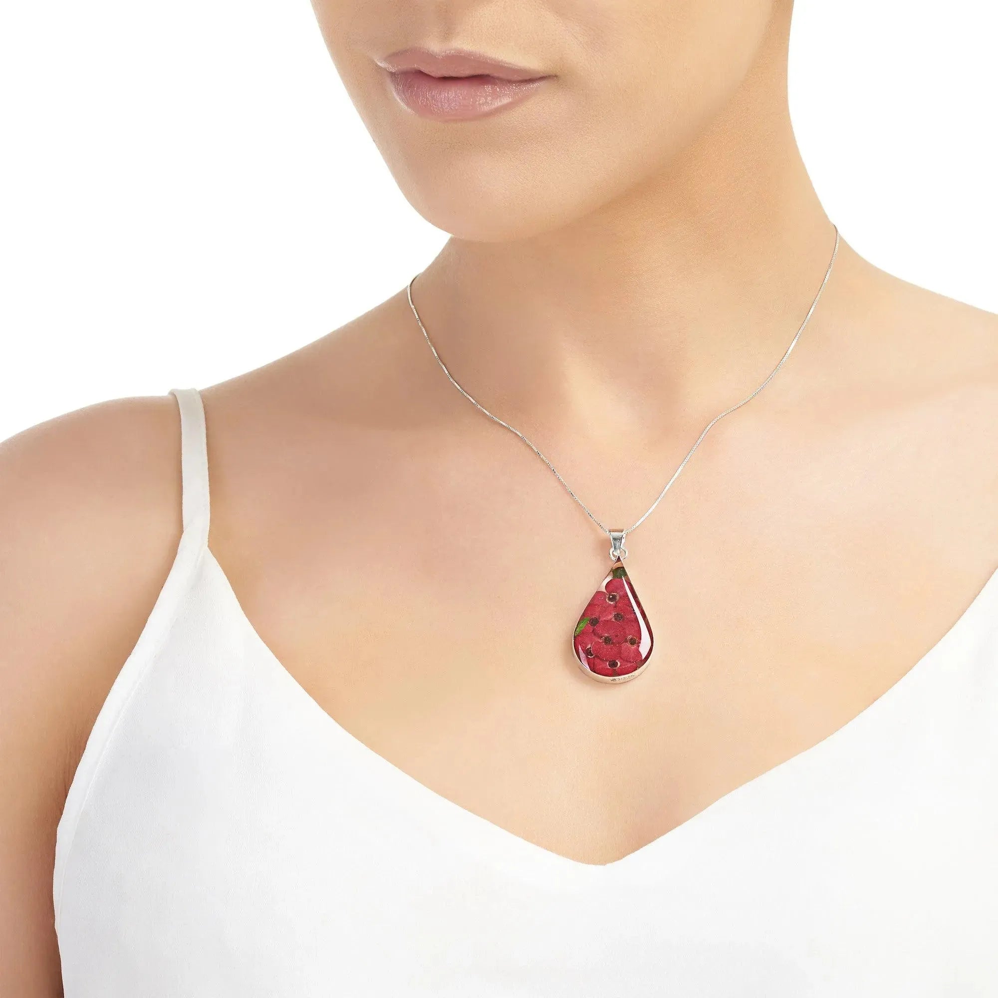 Poppy necklace by Shrieking Violet® Sterling silver large teardrop pendant
