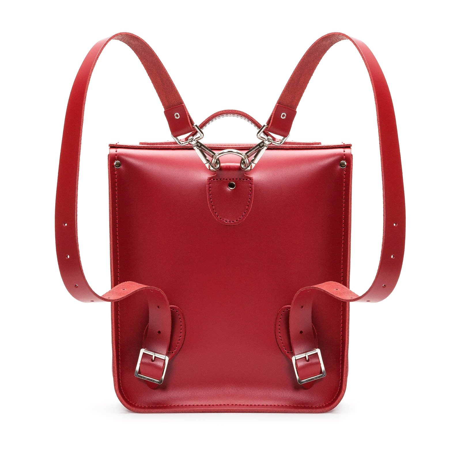 Handmade Leather City Backpack - Red