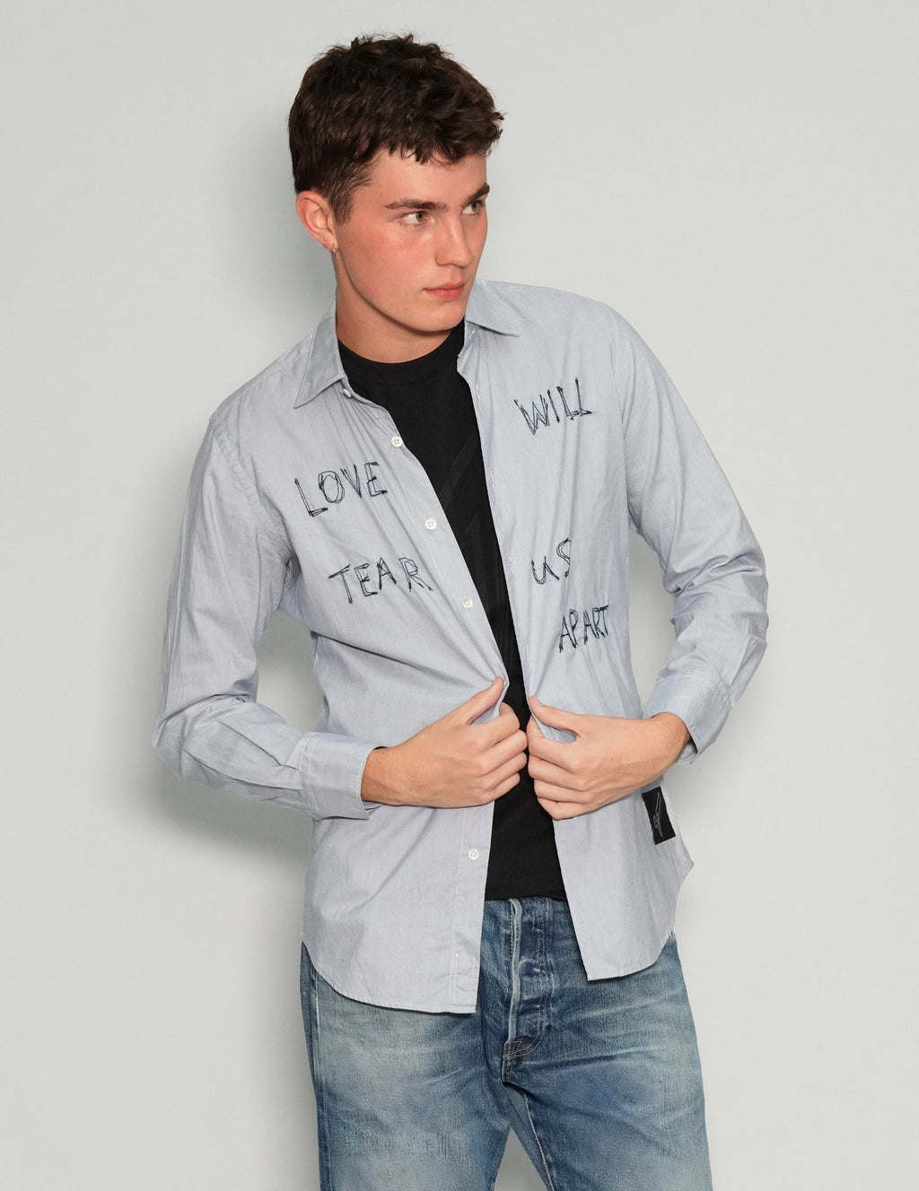 'Love Will Tear Us Apart' Light Blue Shirt