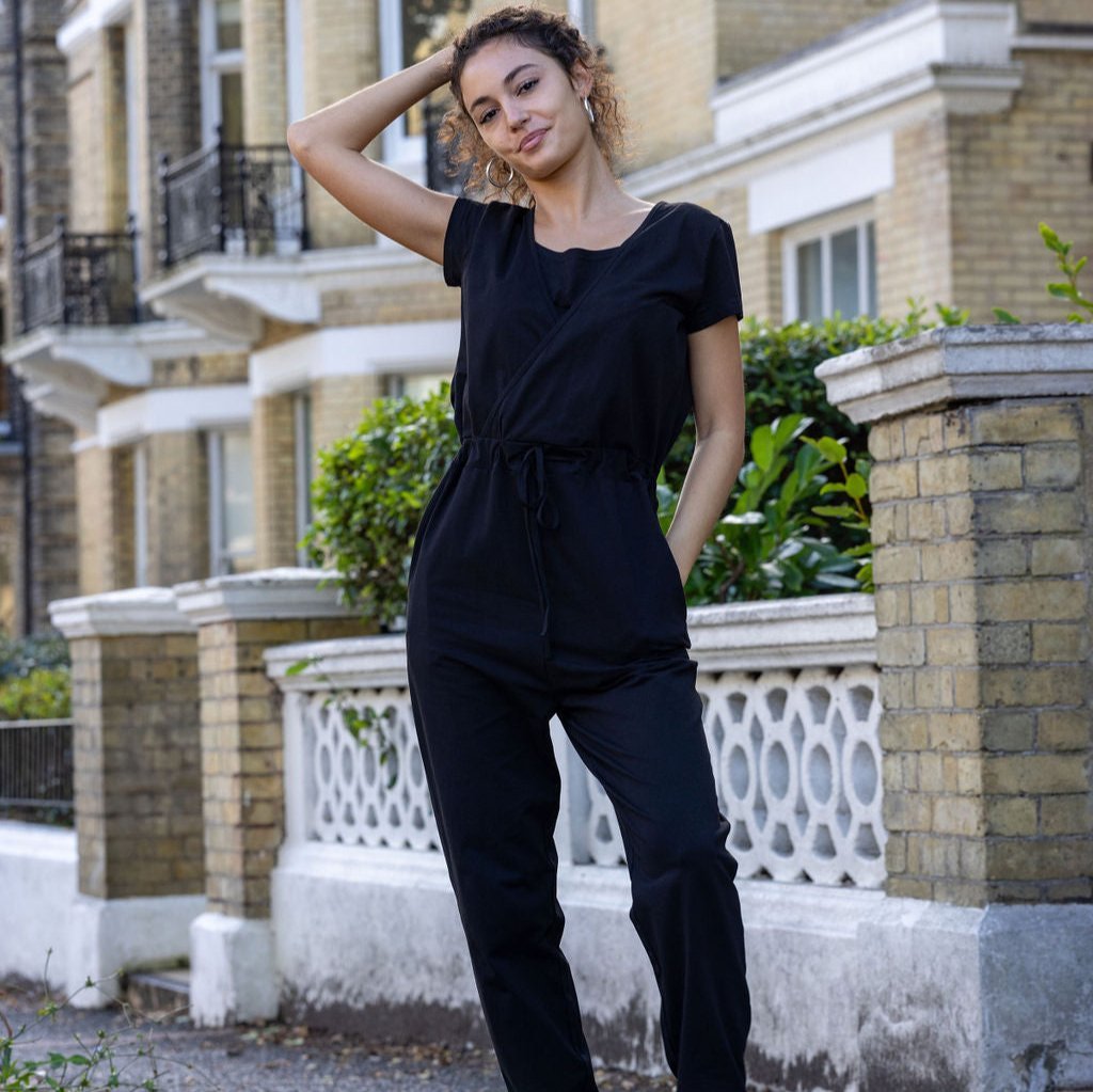 The Breastfeeding Jumpsuit - Classic Cotton Black