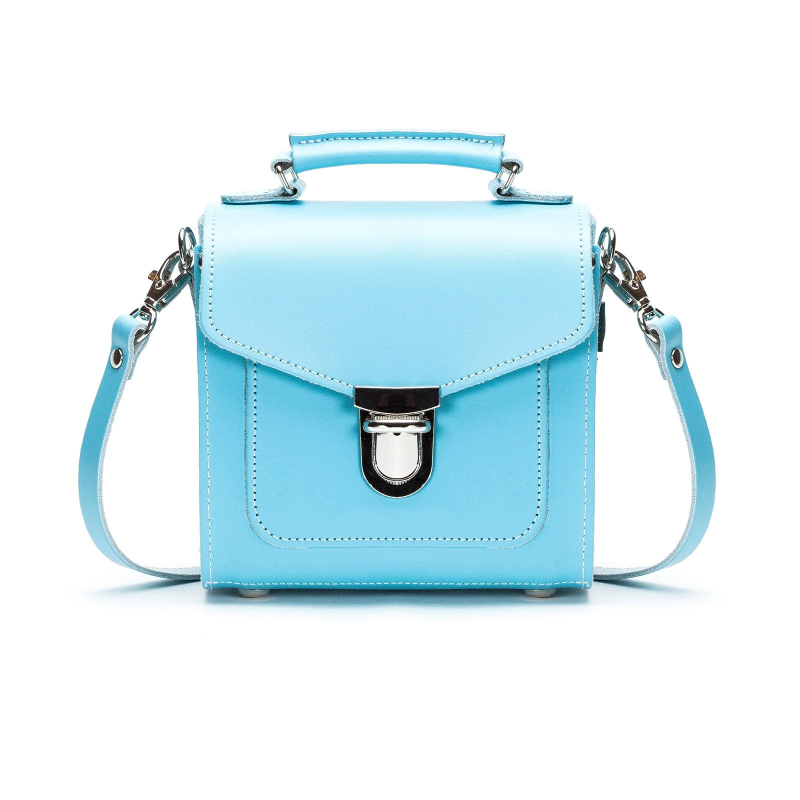 Handmade Leather Sugarcube Handbag - Pastel Baby Blue